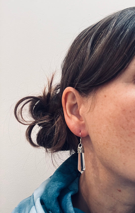 Vintage sterling silver and rock crystal earrings.