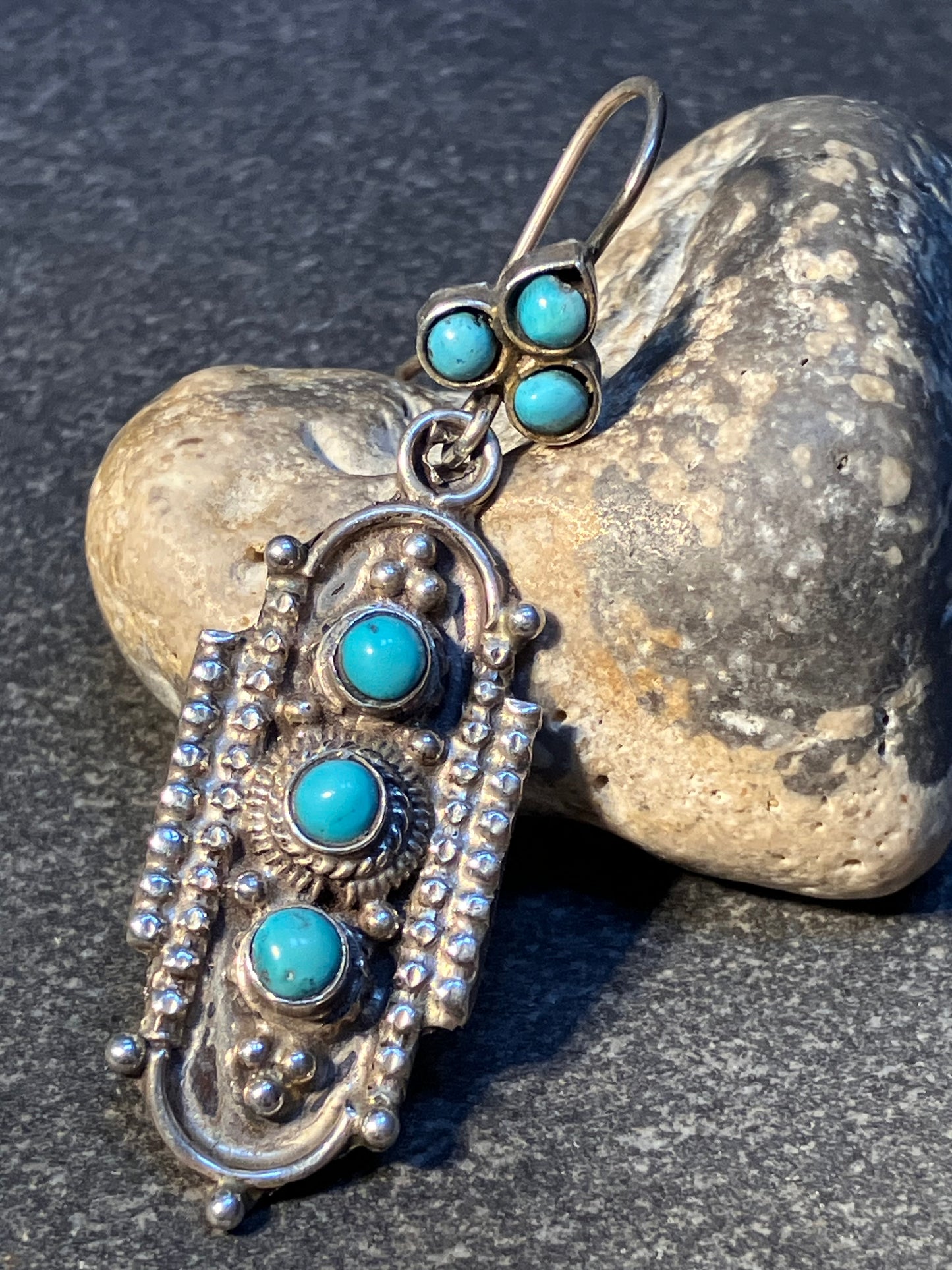 Vintage Tibetan sterling silver and turquoise earrings