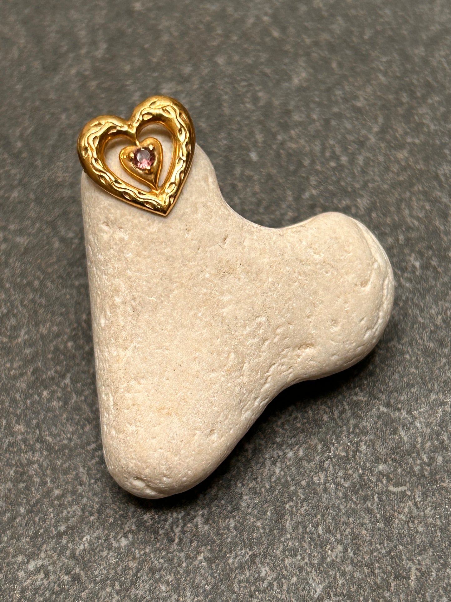 Beautiful vintage sterling silver with warm gold vermeil finish slider hearts - £35 each