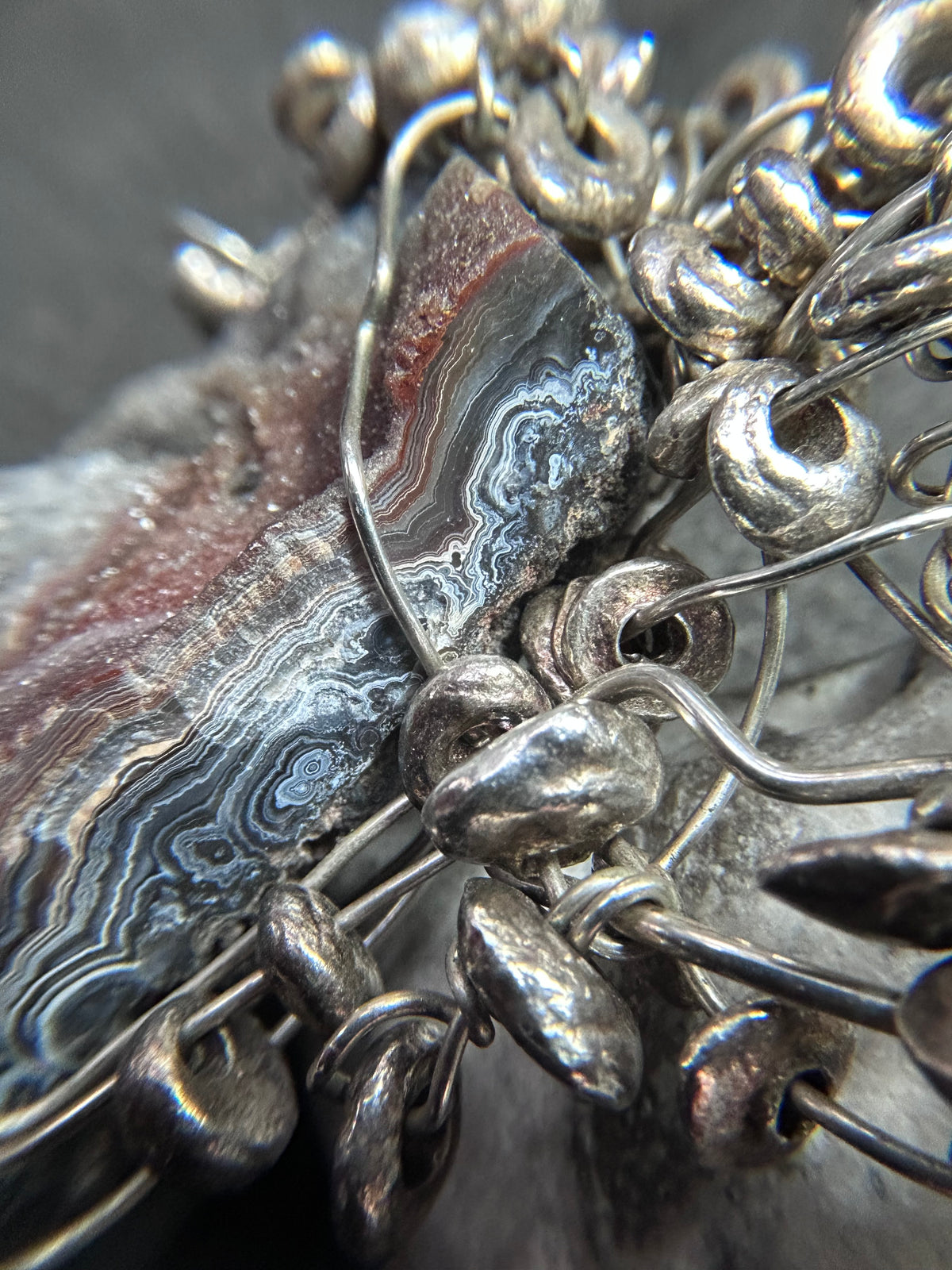One-of-a-Kind Sculptural Sterling Silver & Ferruginous Quartz Necklace.