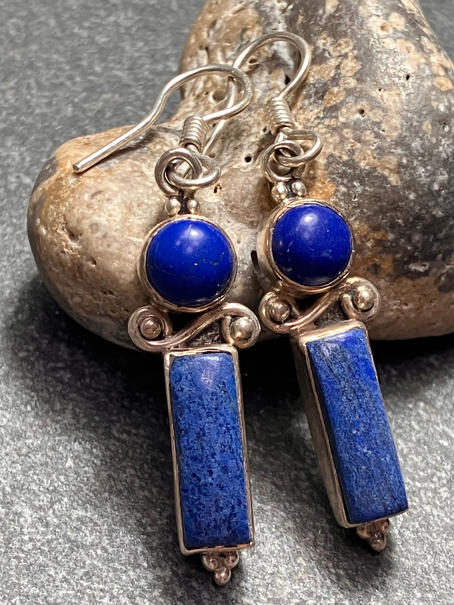 Vintage sterling silver and lapis lazuli earrings.