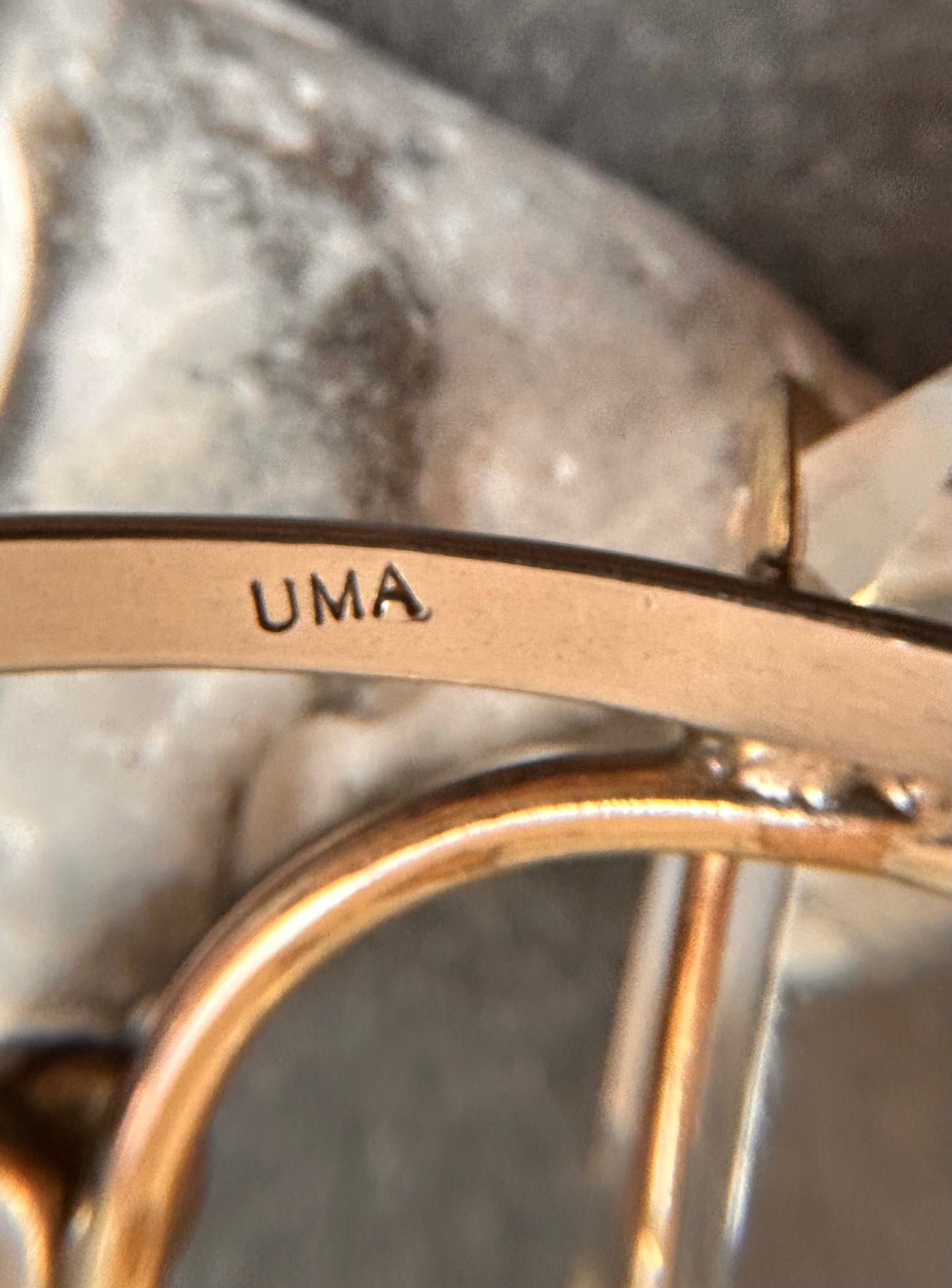 Exceptional Vintage Uma Silbey Sterling Silver, Copper, Quartz and Lapis Lazuli Bangle – Collector's Piece