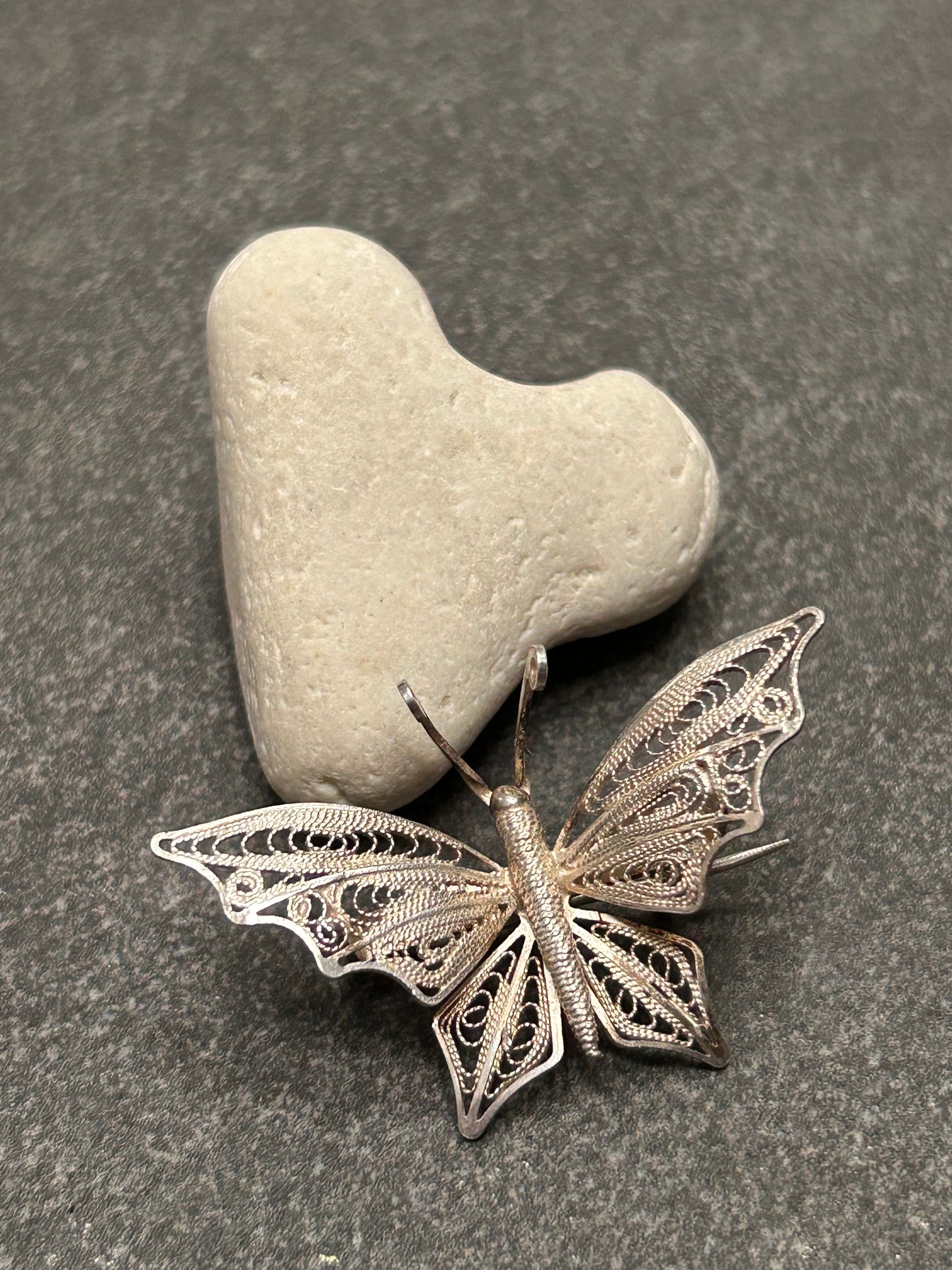 🦋 Vintage Sterling Silver Filigree Butterfly Brooch 🦋