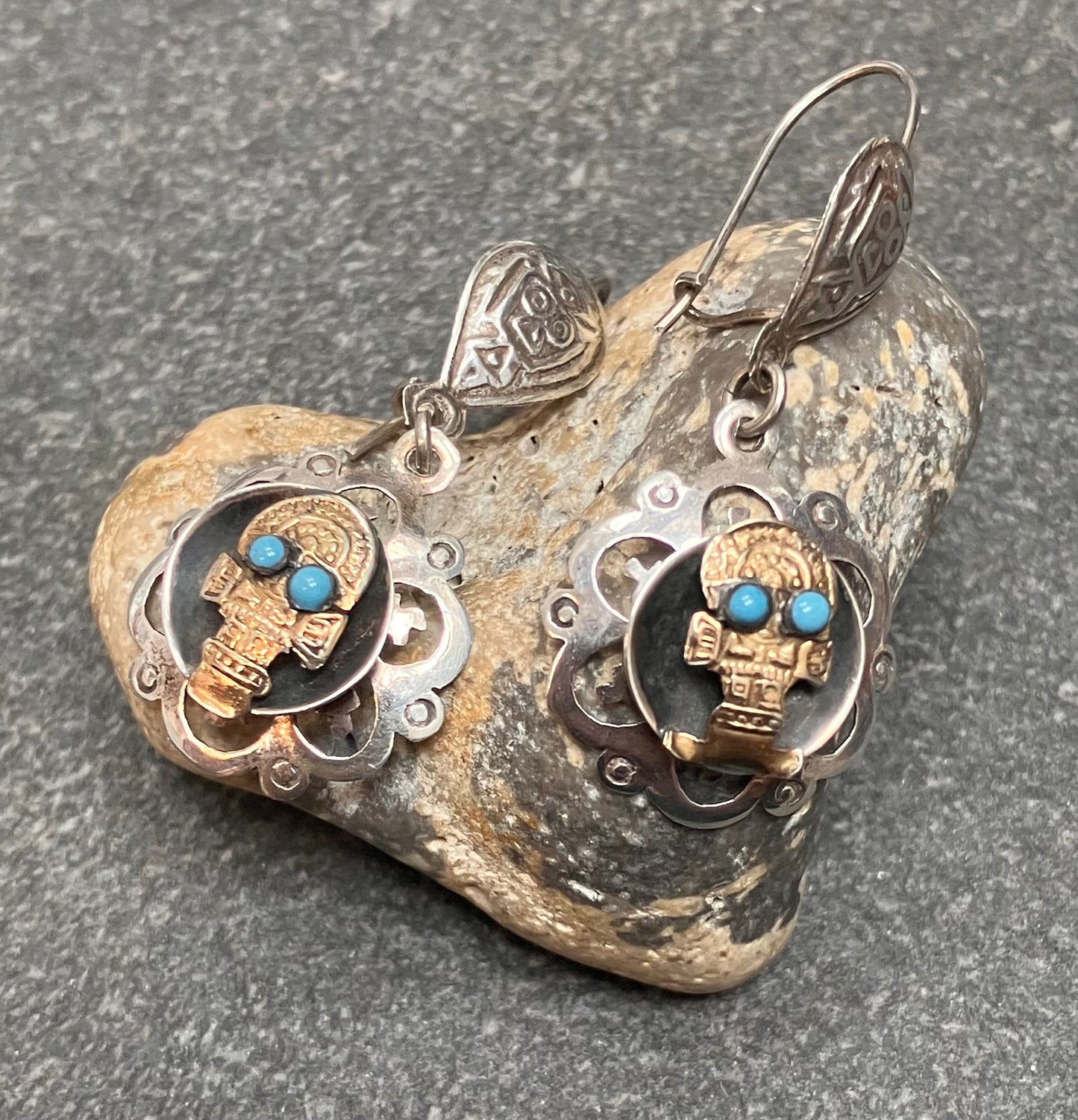 Native American skull earrings. Rare.