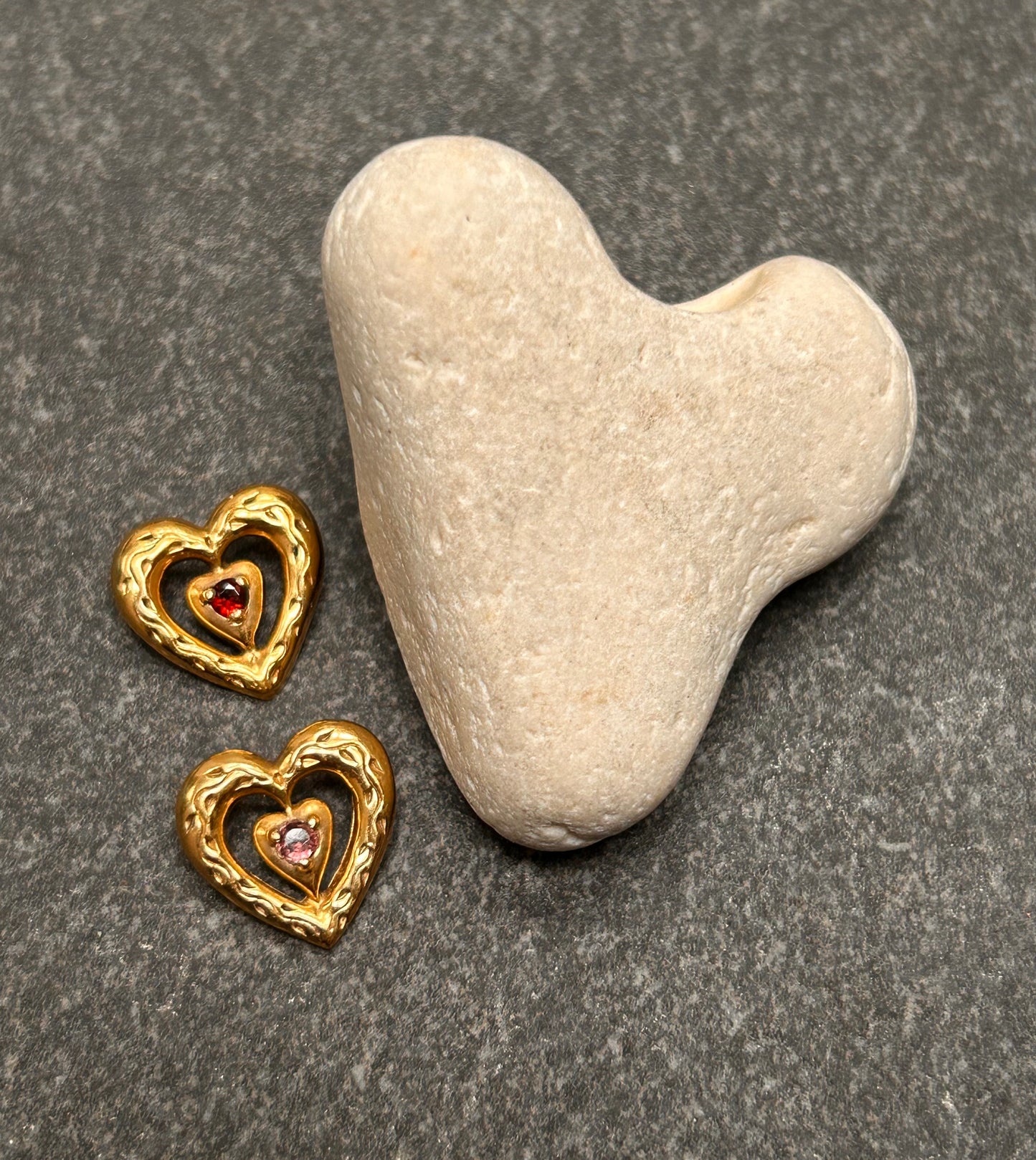 Beautiful vintage sterling silver with warm gold vermeil finish slider hearts - £35 each