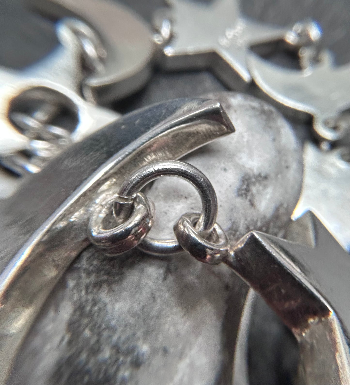 Vintage sterling silver moon & star Mexican bracelet