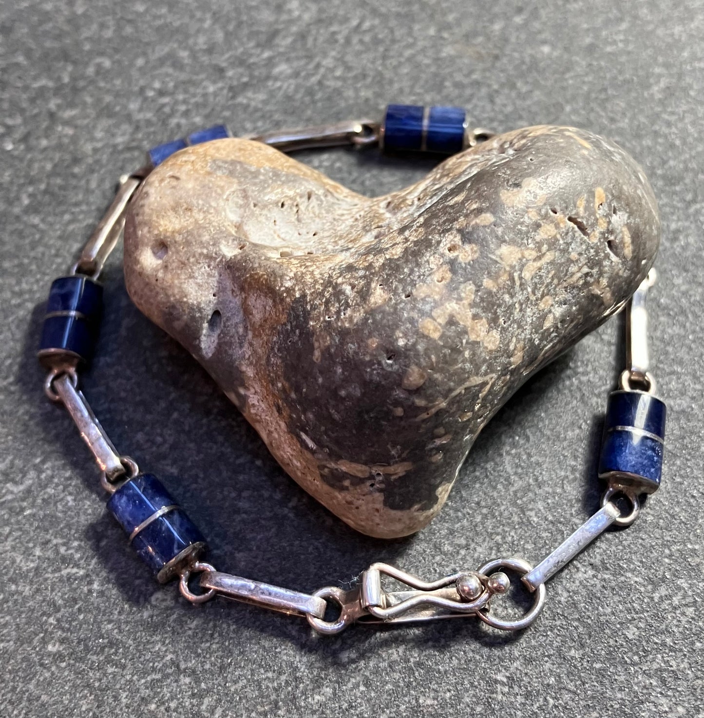Vintage sterling silver and lapis bracelet.