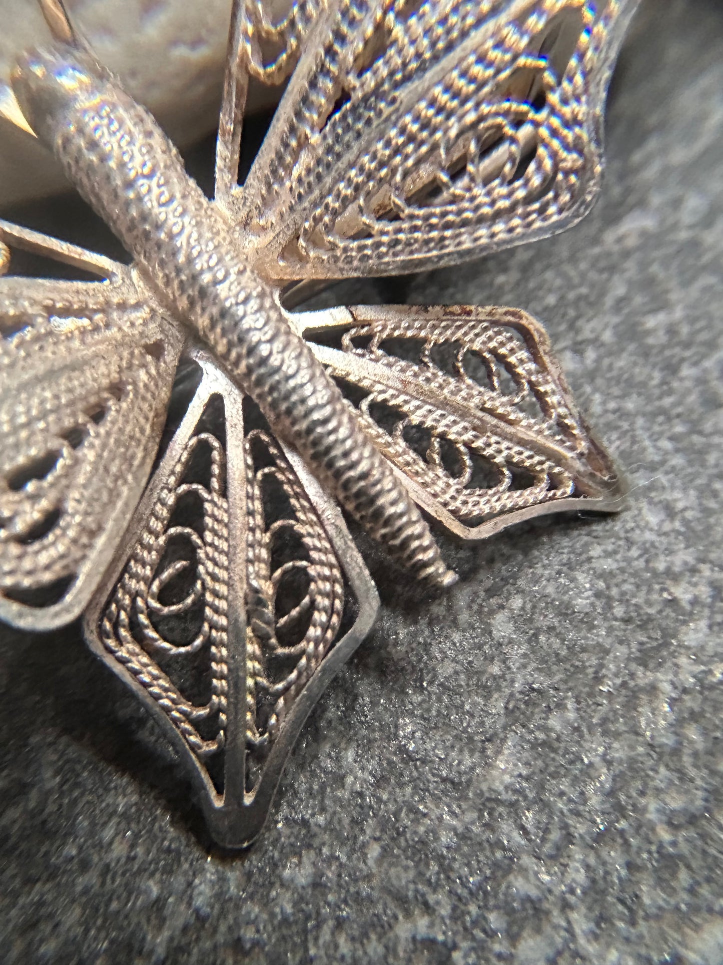 🦋 Vintage Sterling Silver Filigree Butterfly Brooch 🦋