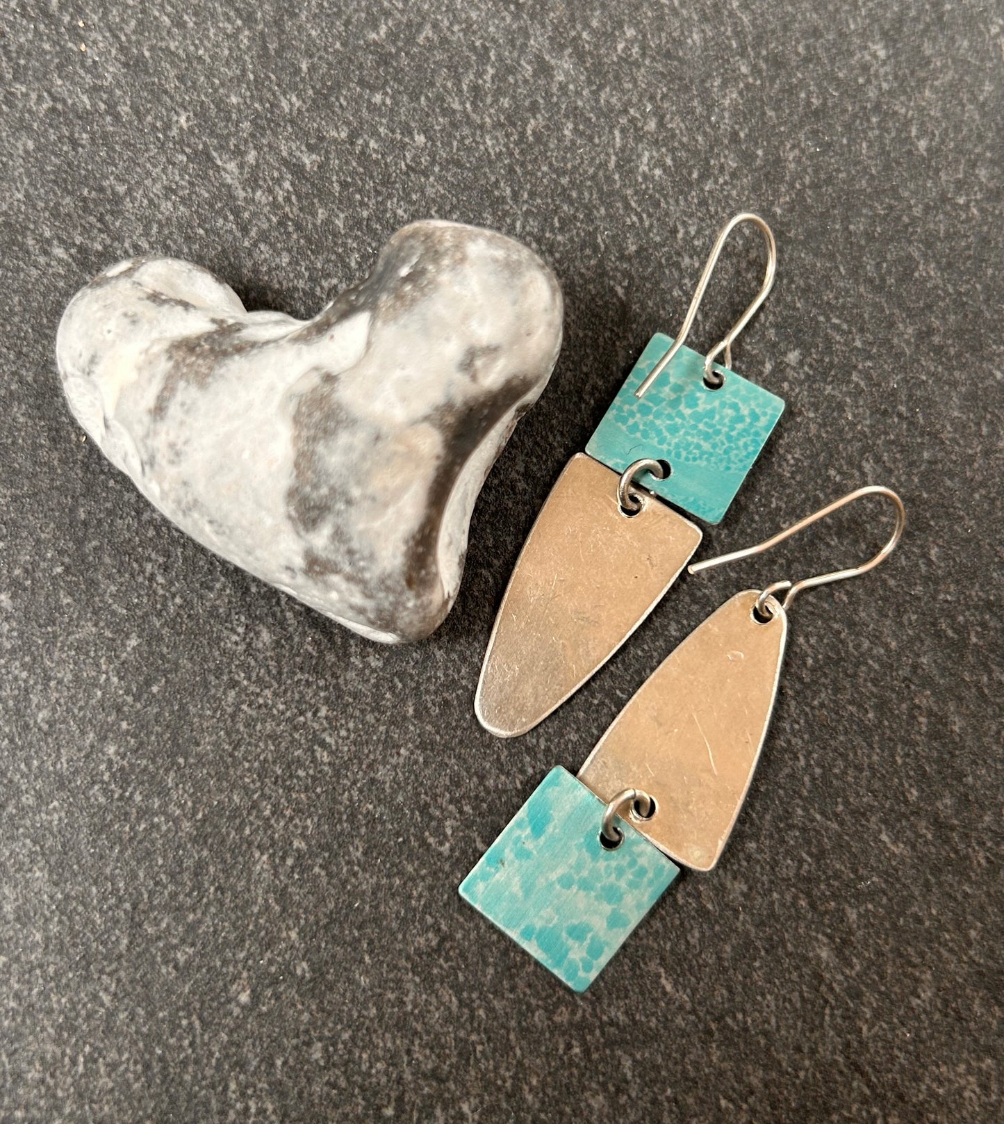 Marbled Aluminium Vintage Earrings