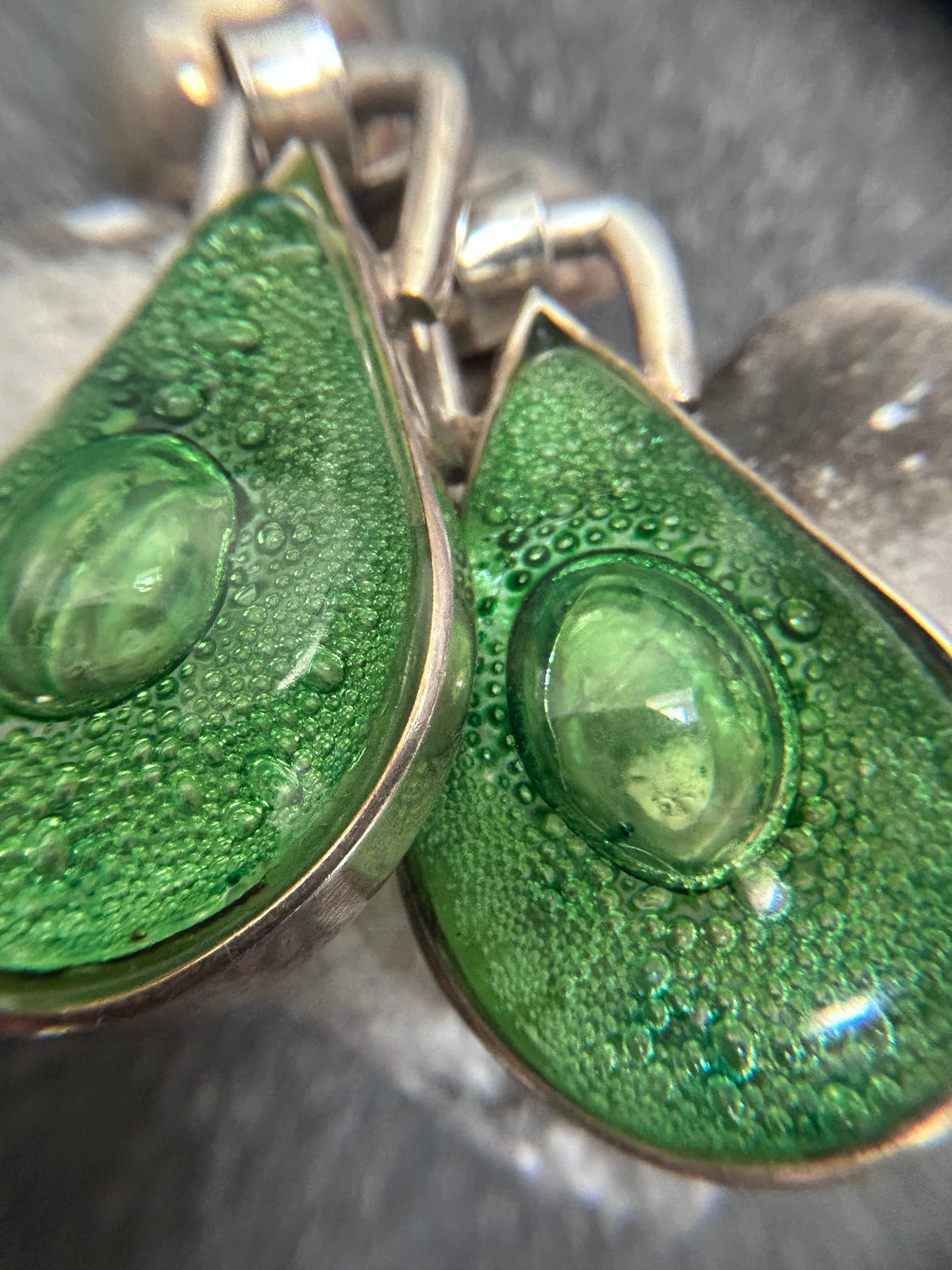 Artisan Hand-Blown Glass & Sterling Silver Earrings