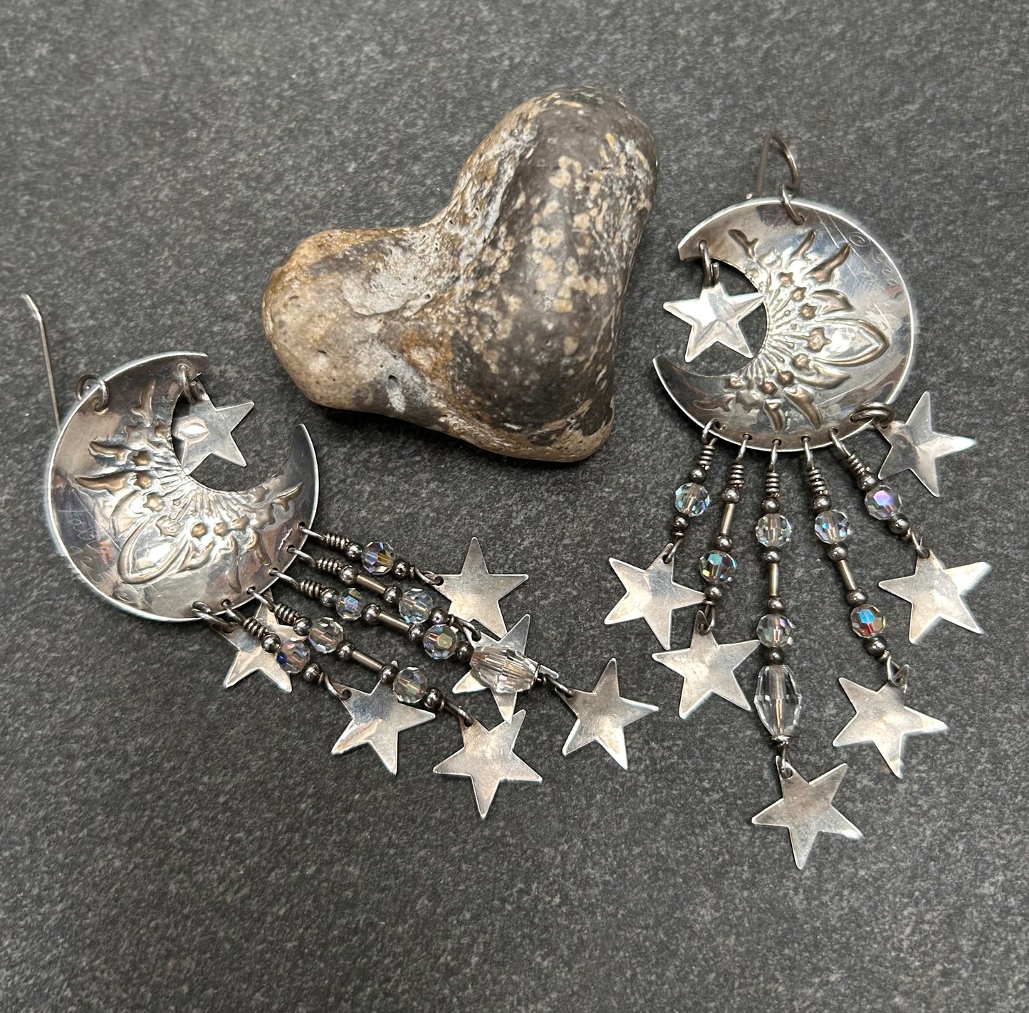 Fantastic Sterling silver Vintage Celestial Earrings by Tabra – Circa 1980s