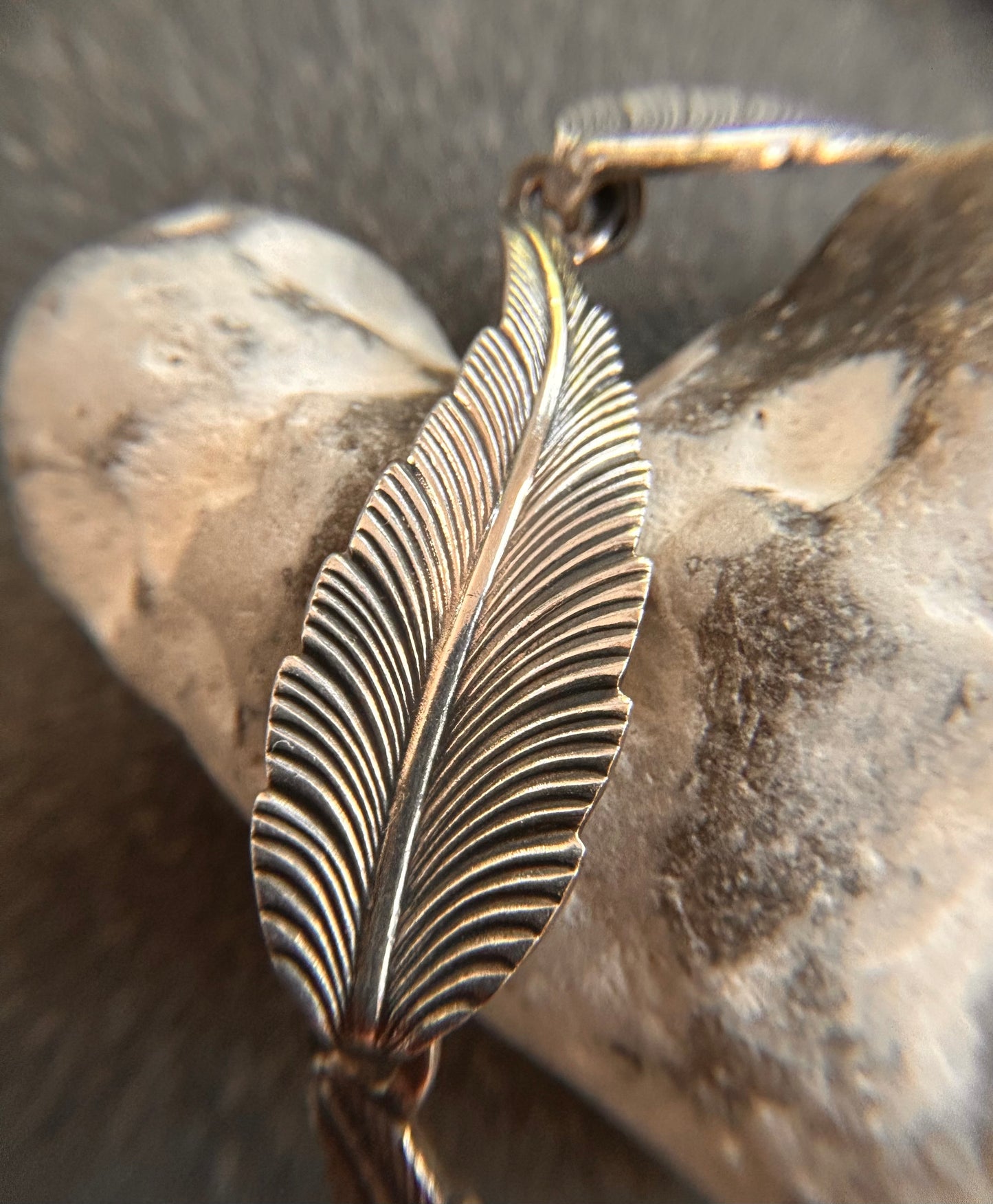 Vintage sterling silver feather — or perhaps leaf — bracelet, depending on your interpretation!