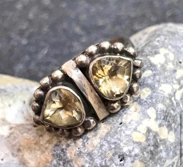 Delicate vintage sterling silver and citrine ring.