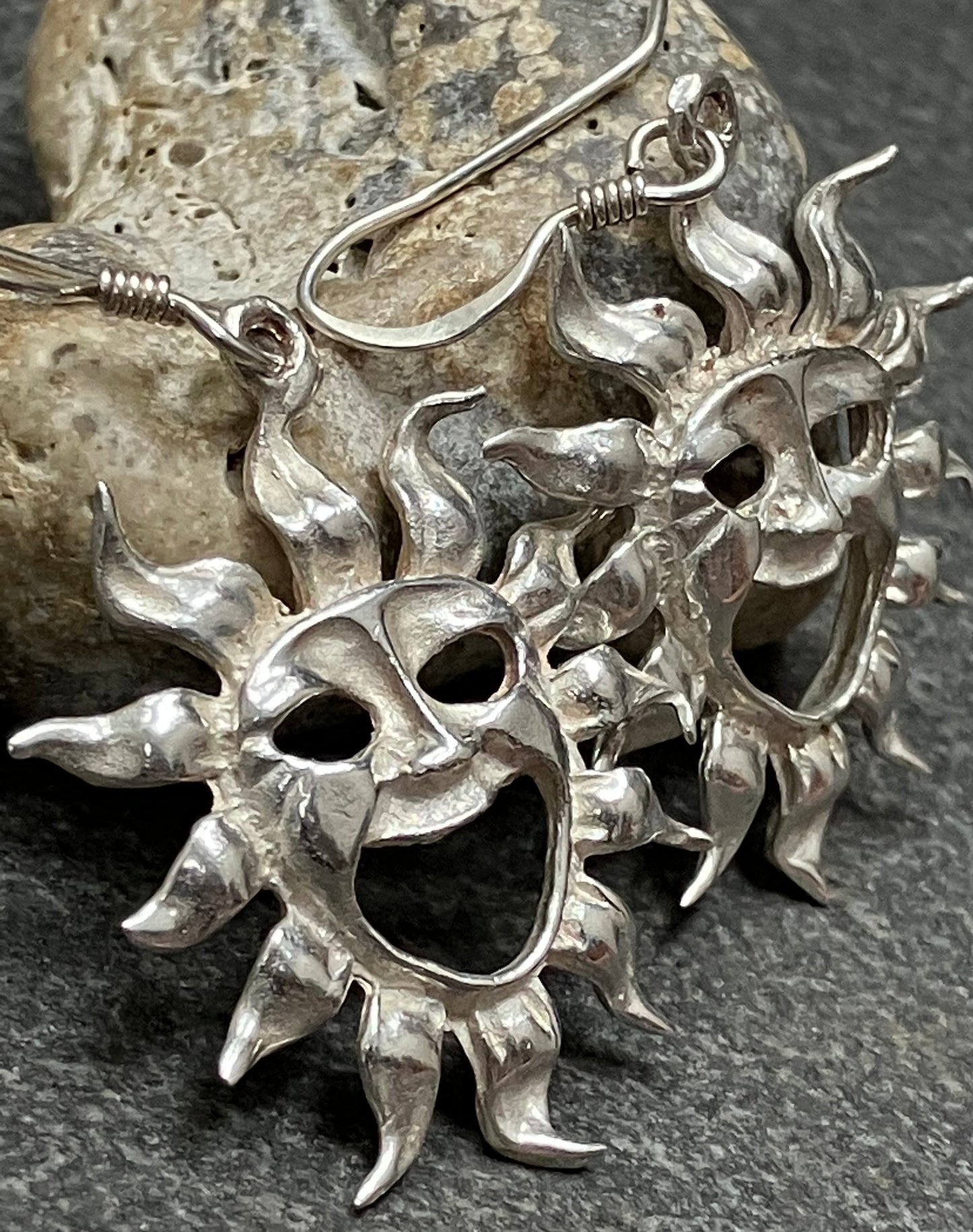 Fantastically whimsical vintage sterling silver laughing suns