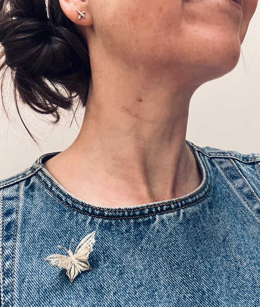 🦋 Vintage Sterling Silver Filigree Butterfly Brooch 🦋