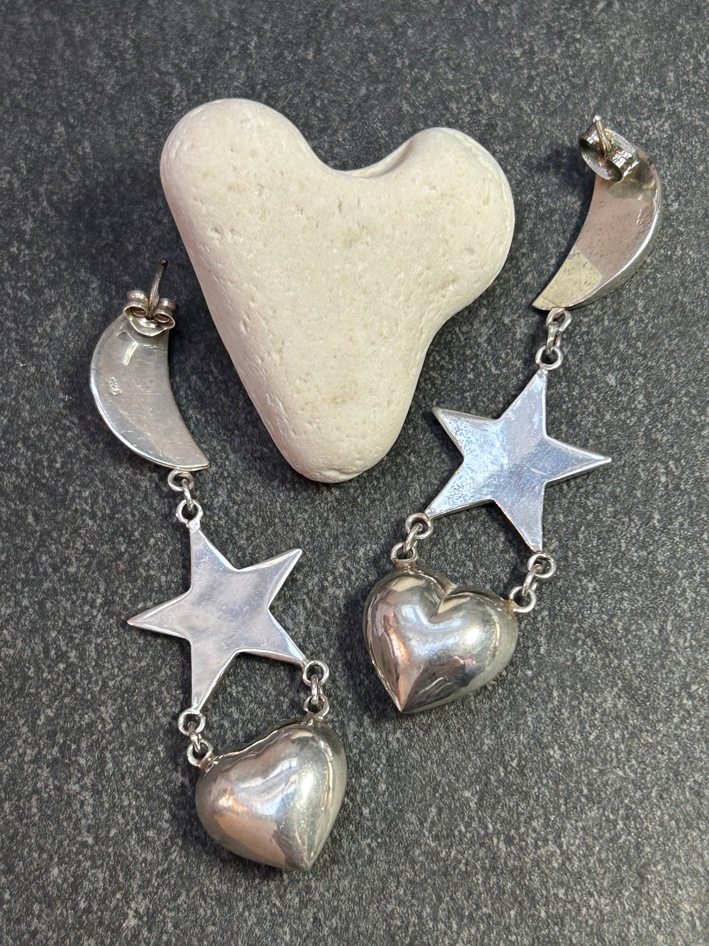 Vintage Sterling Silver Statement Drop Earrings