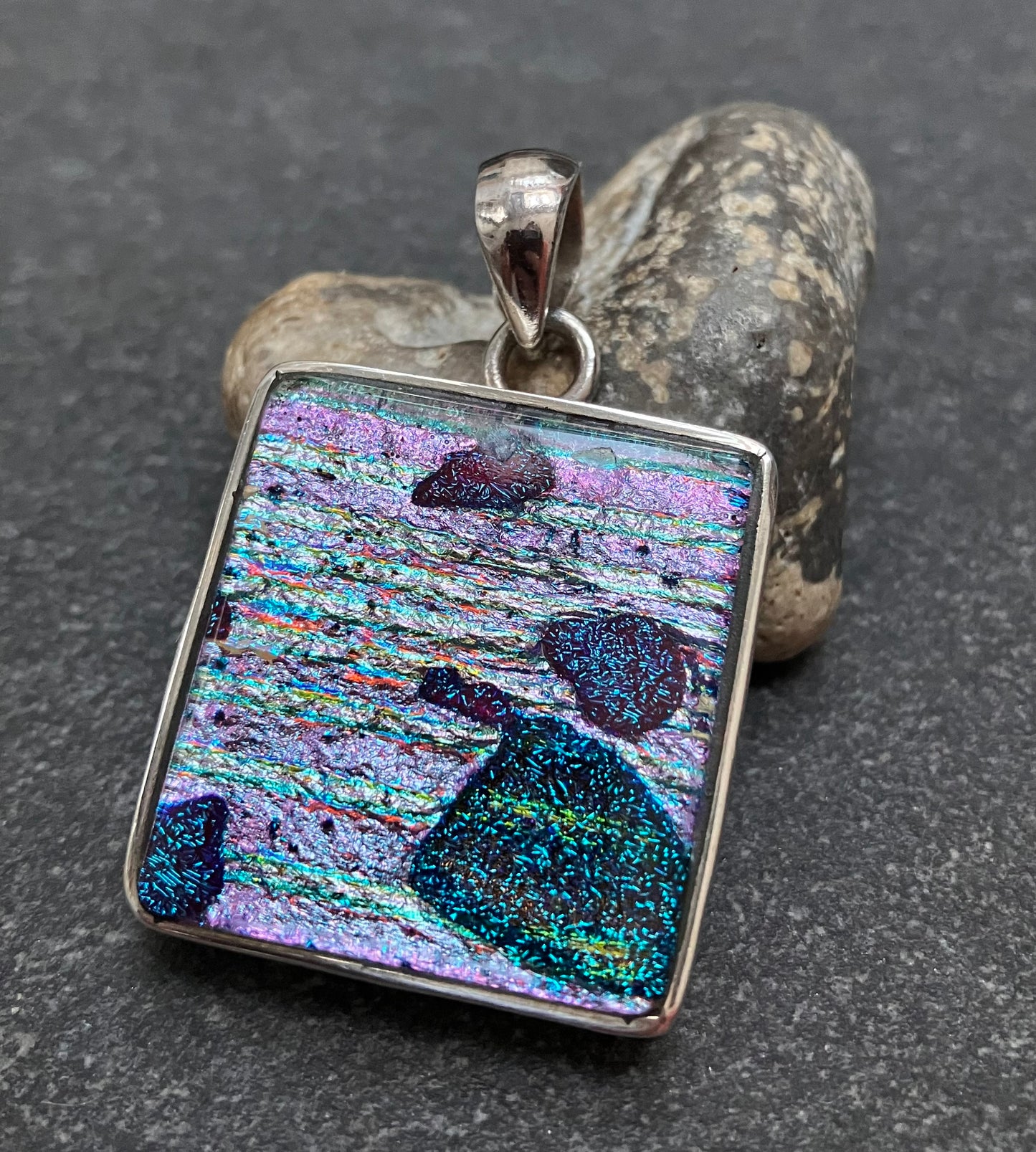 Large Dichroic glass pendant.