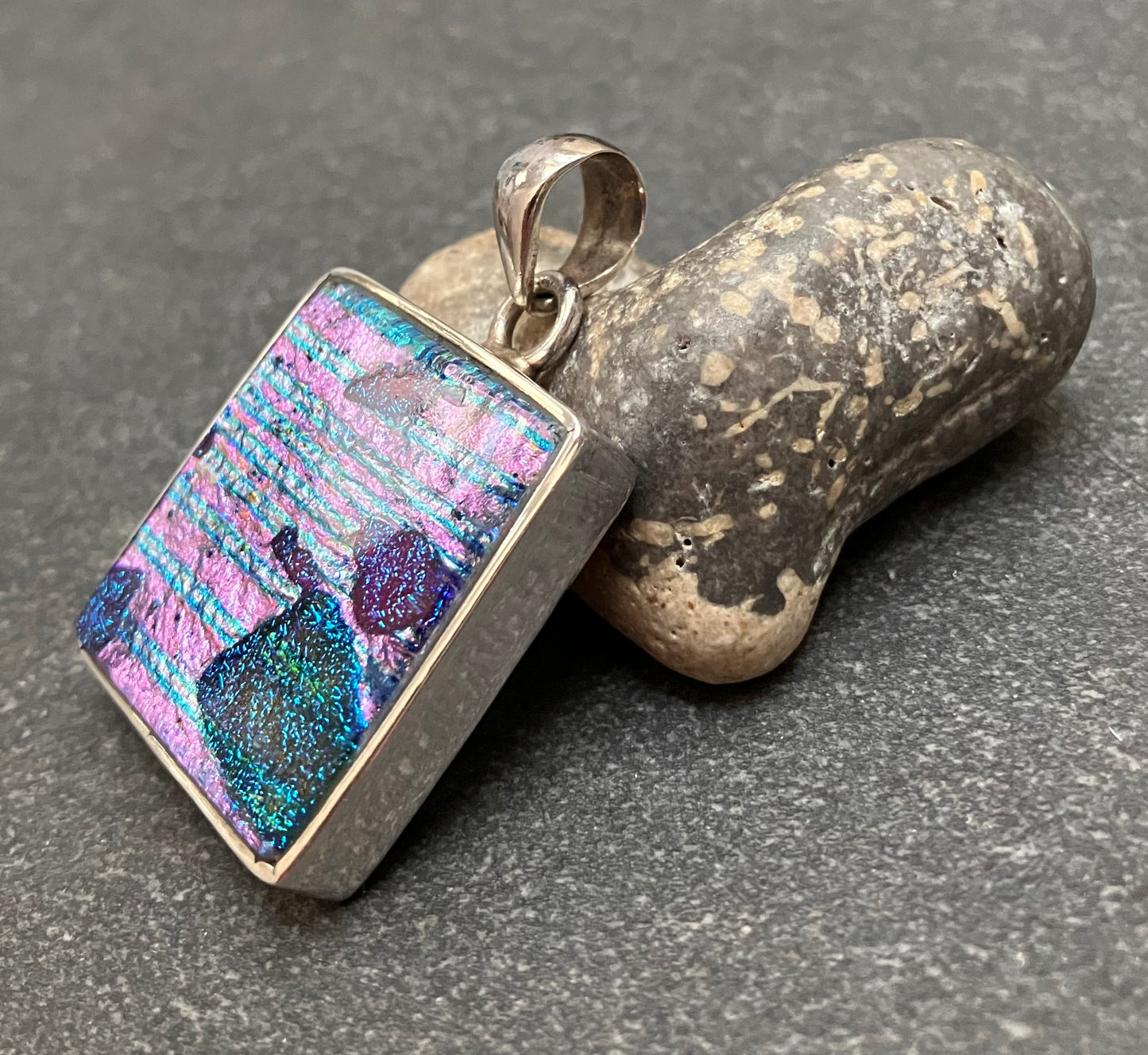 Large Dichroic glass pendant.