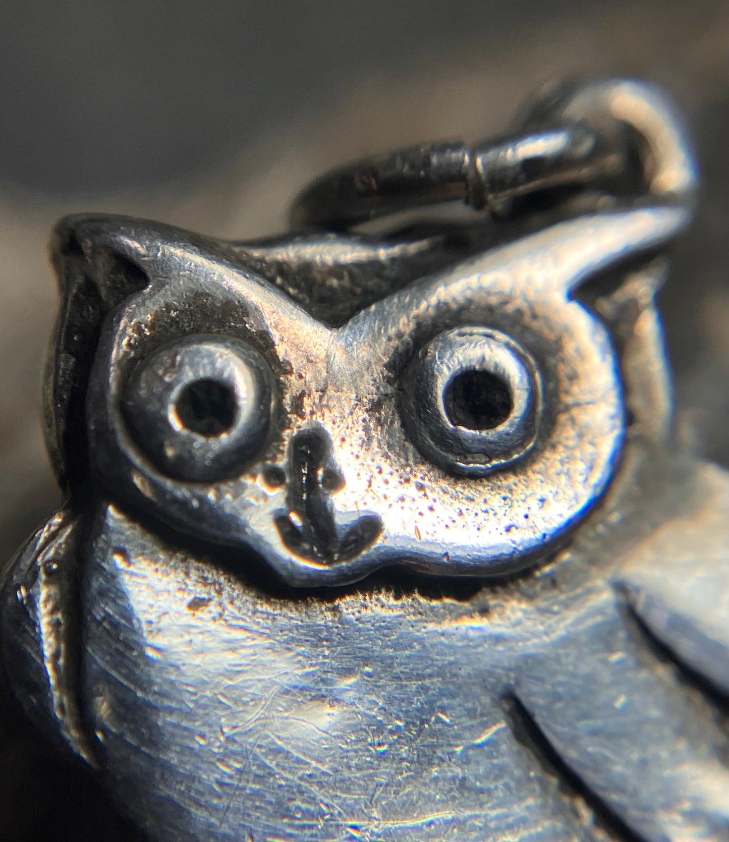 Artisan studio sterling silver owl pendant.