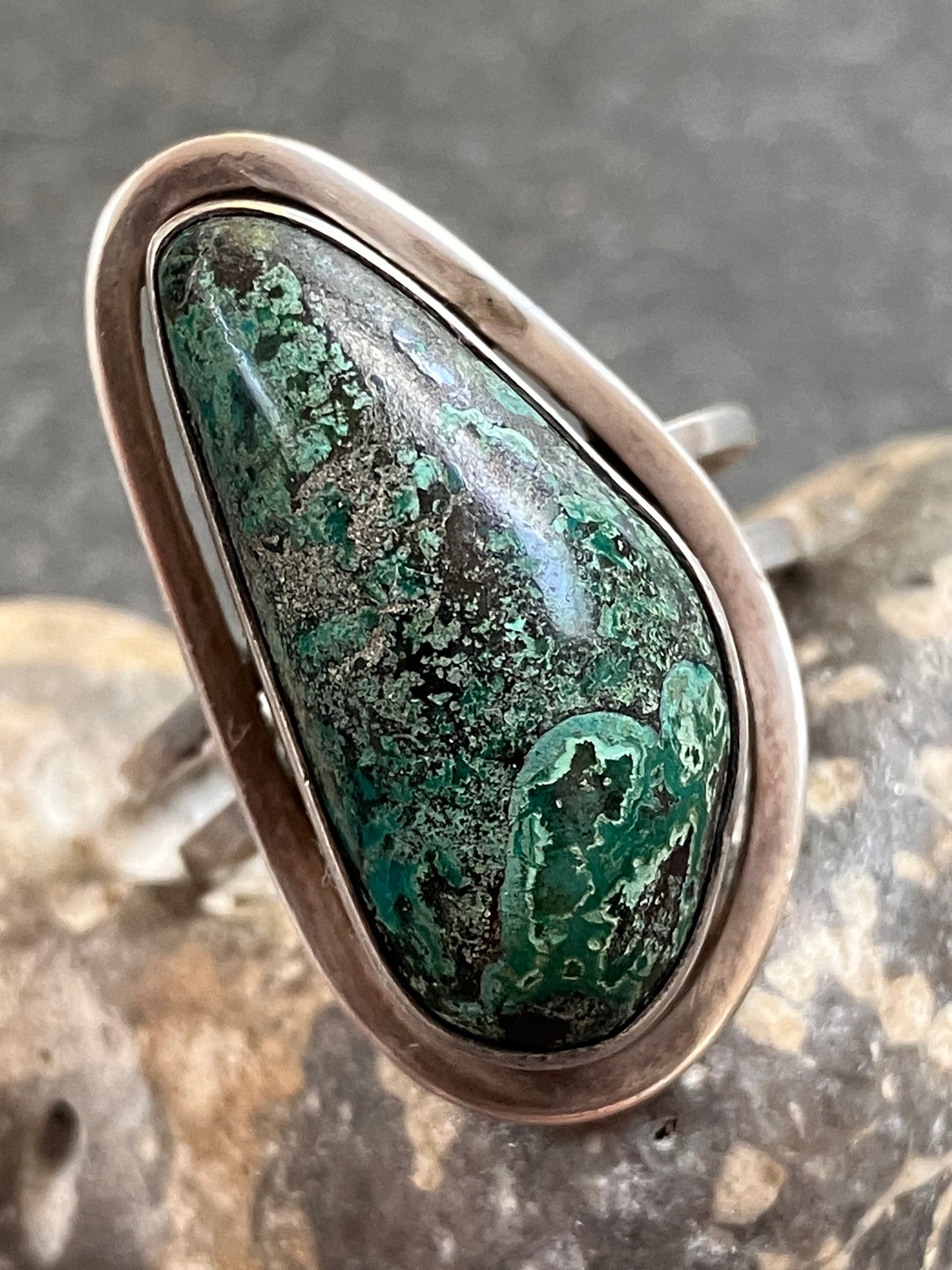 Vintage sterling silver chrysocolla stone ring