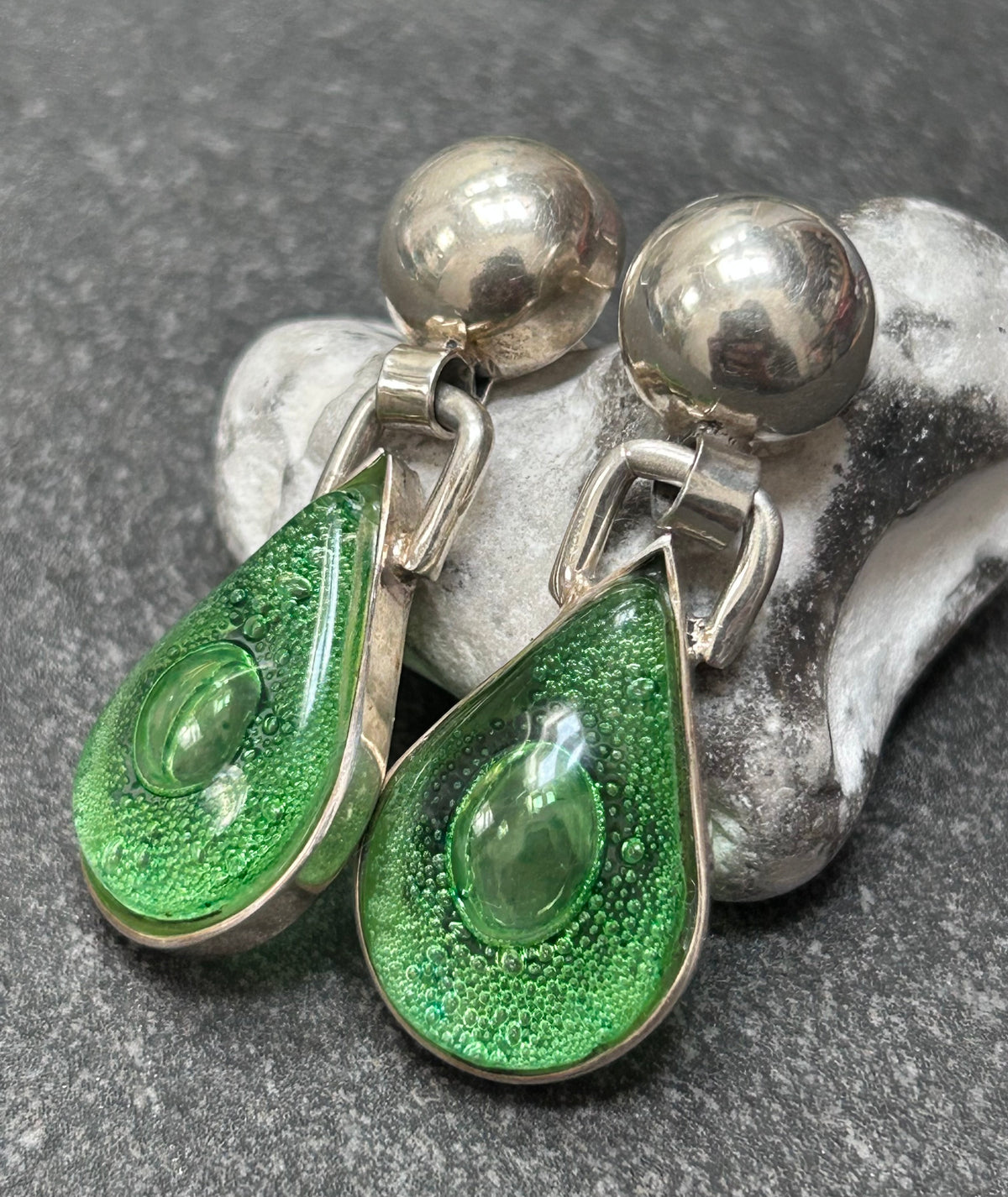 Artisan Hand-Blown Glass & Sterling Silver Earrings