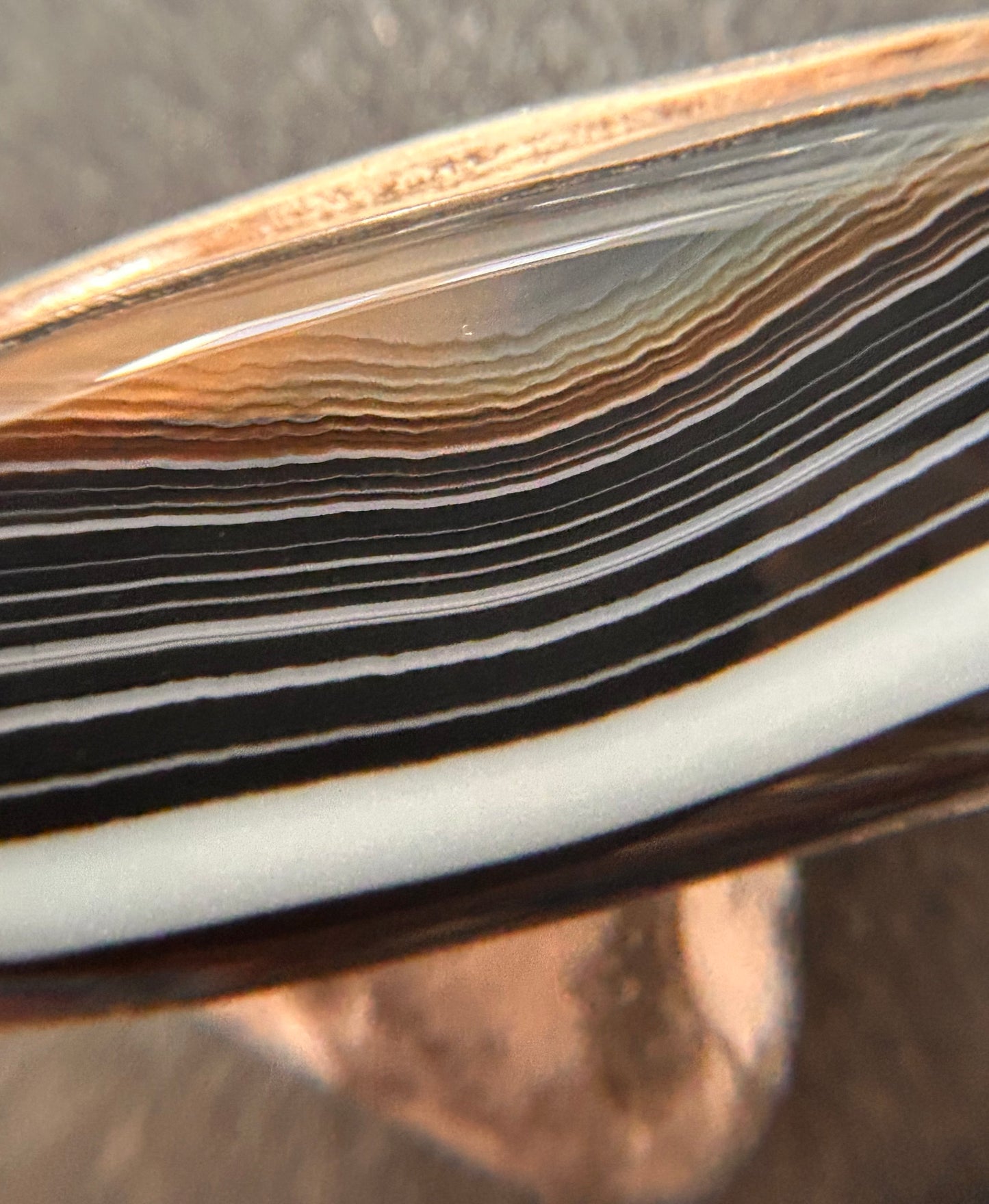 Vintage Sterling Silver Black Banded Agate Statement Pendant.