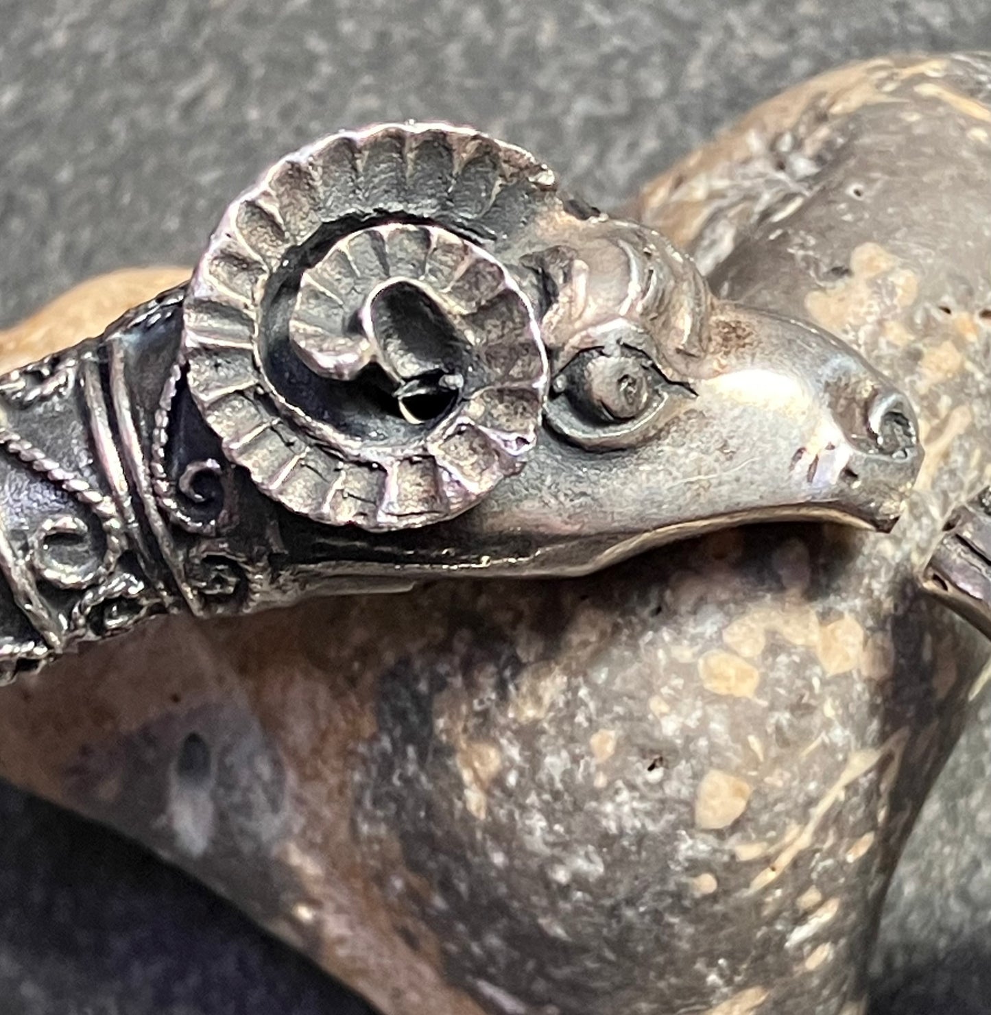 Vintage sterling silver rams head bangle.