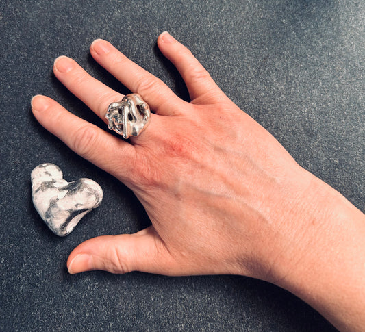 Amazing statement heavy vintage sterling silver ring