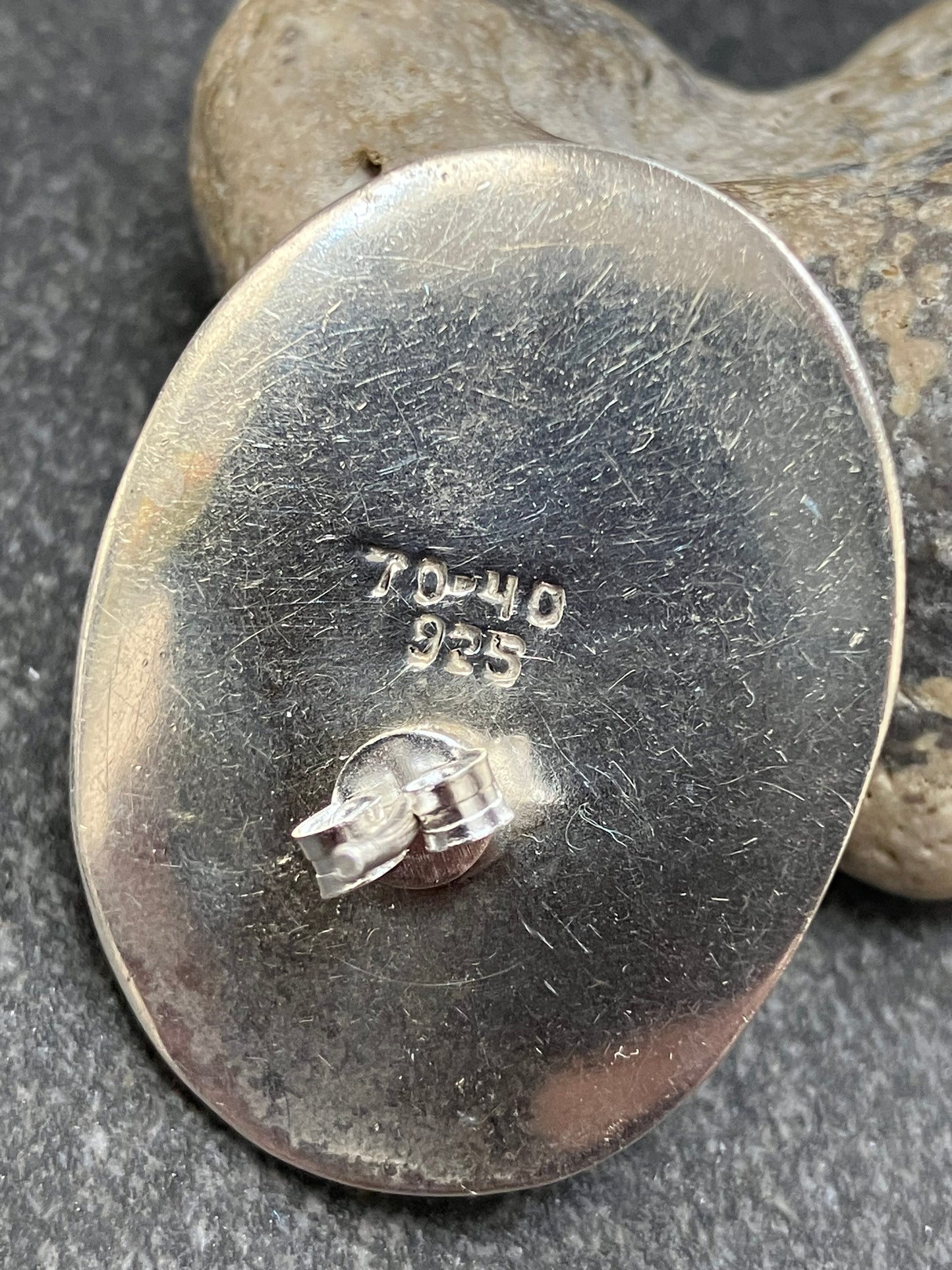 Vintage large sterling silver earrings.