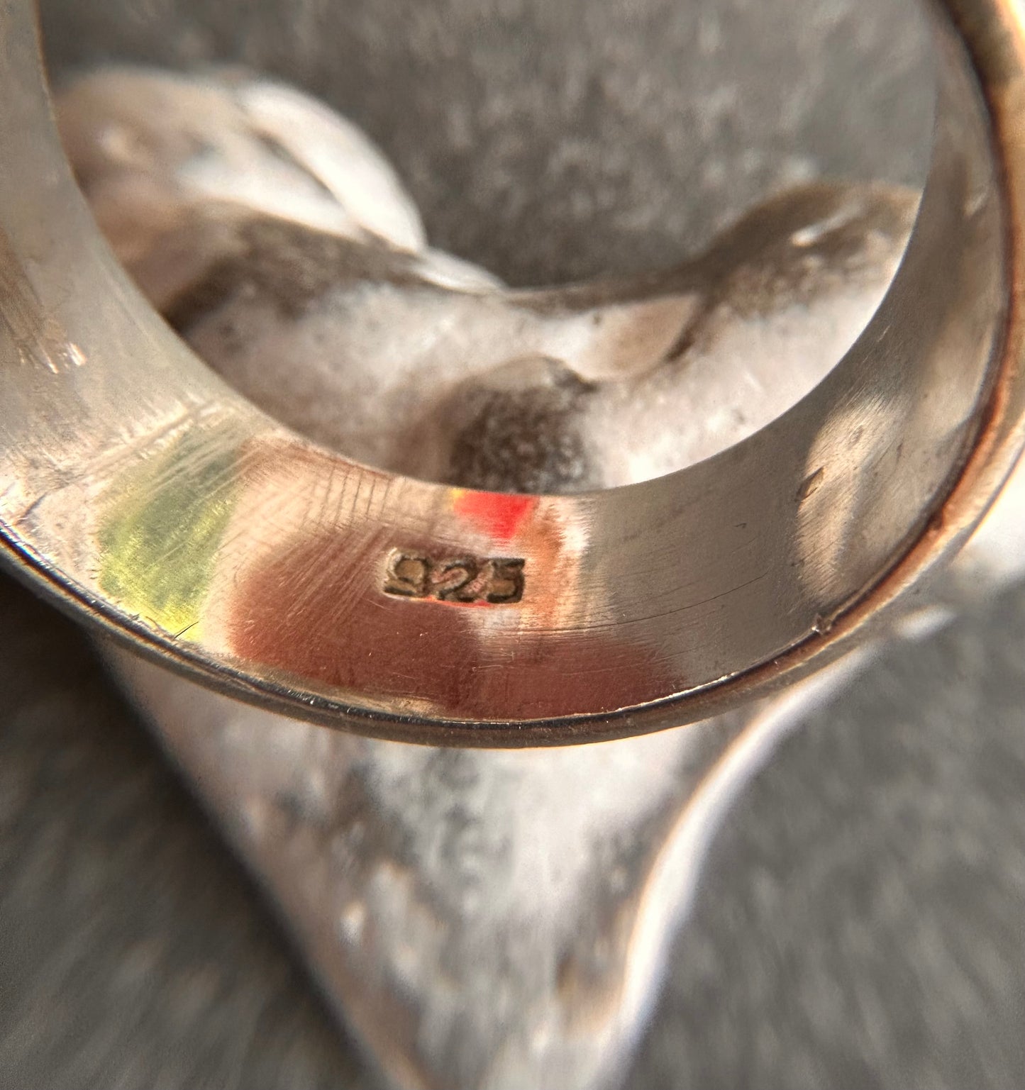 Vintage Sterling Silver Chunky Dichroic Glass Ring – Size S