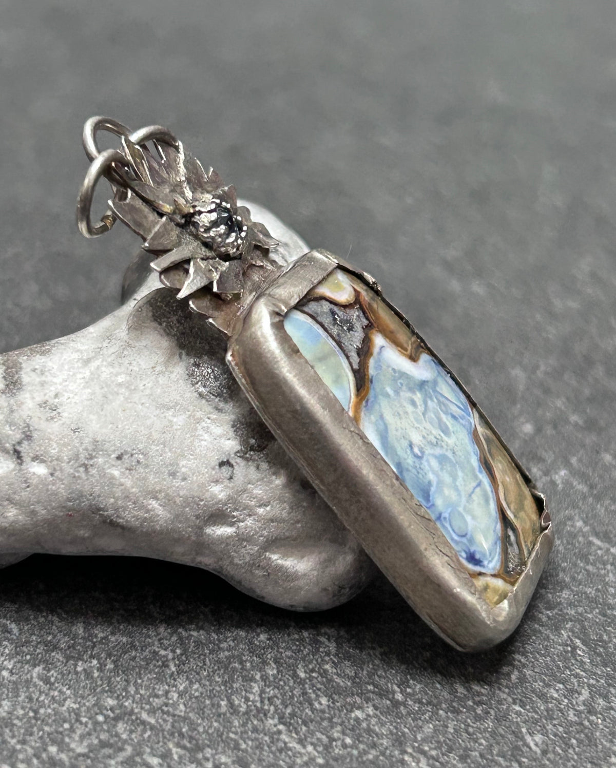 Artisan Sterling Silver King Cobra Stone Pendant