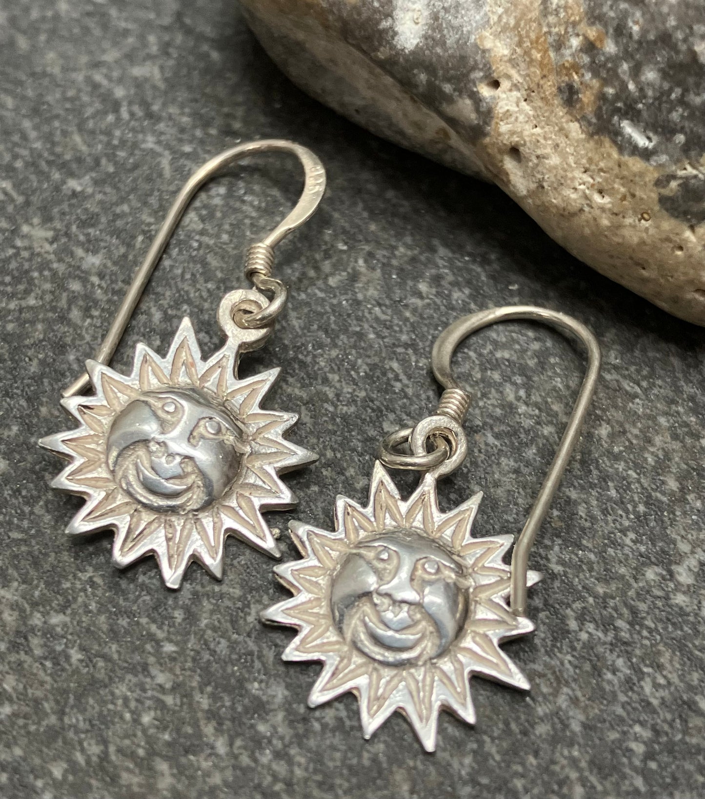 Vintage sterling silver sun earrings.