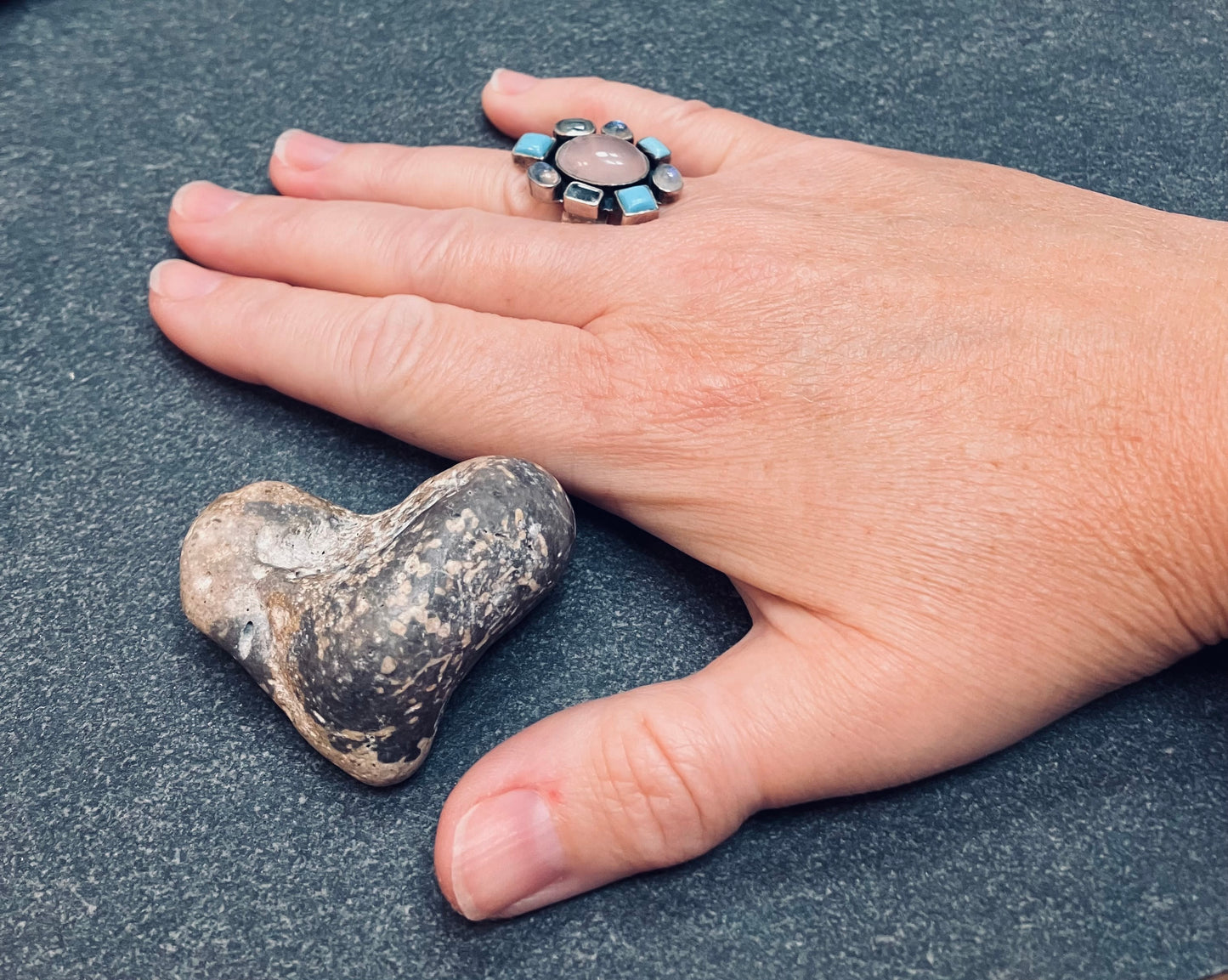 Fantastic vintage sterling silver ring set with a wonderful array of stones.