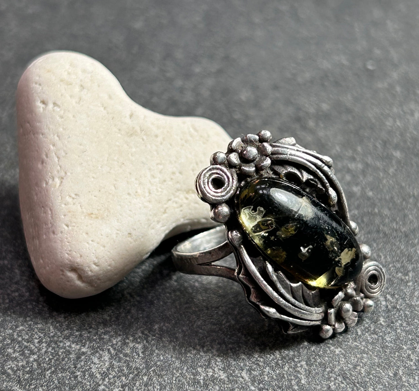 Vintage Native American green amber ring