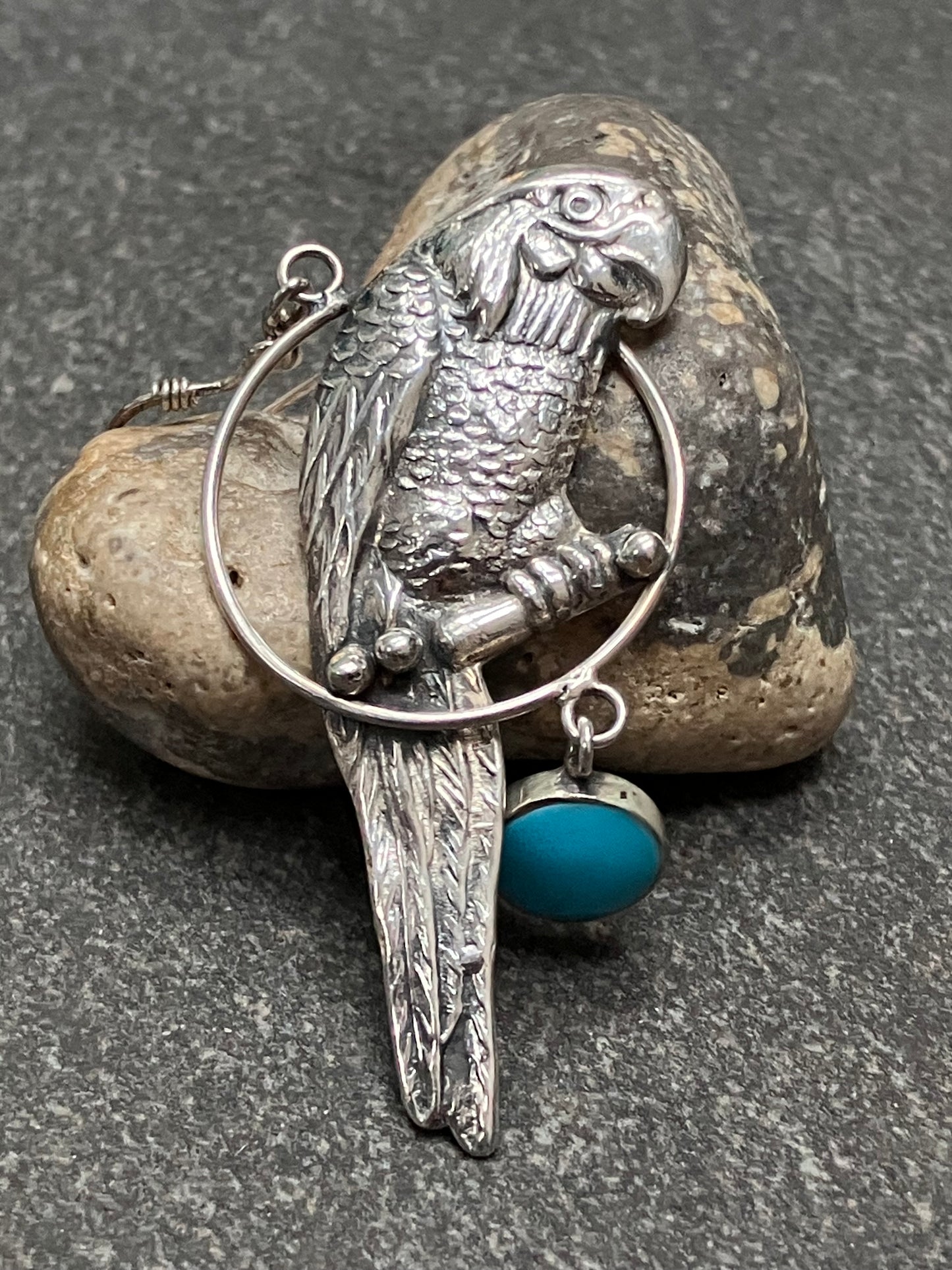 Absolutely super fun vintage sterling silver Native American parrot earrings!