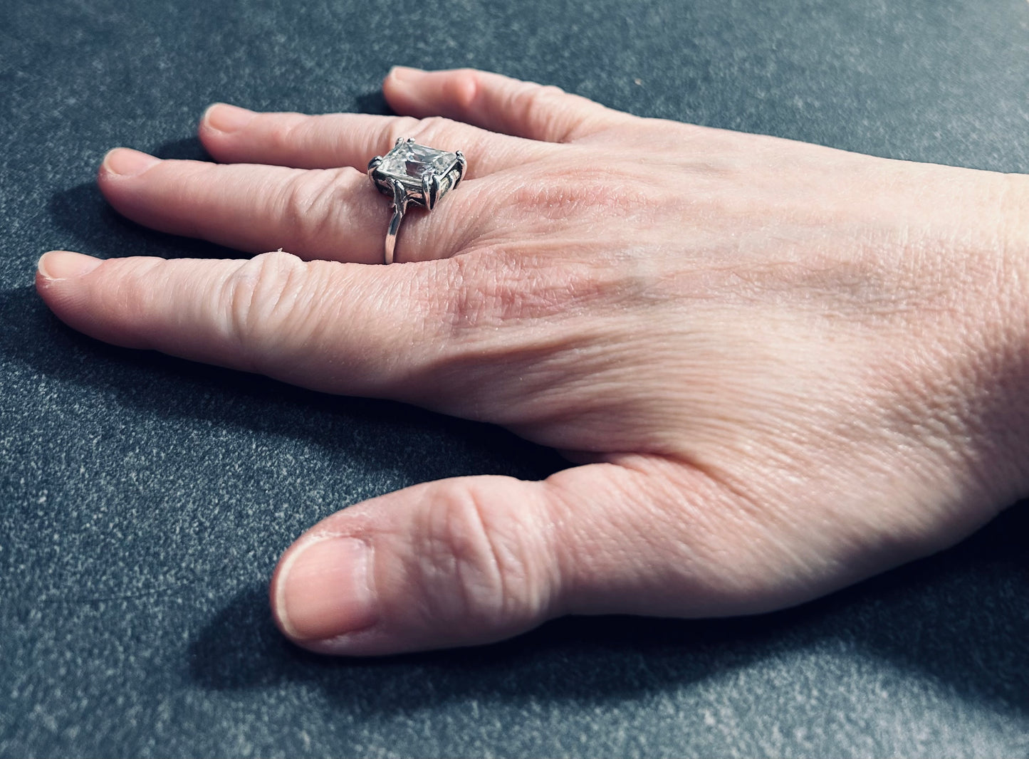 vintage Polish ring is crafted in sterling silver and set with a beautifully cut rectangular quartz crystal