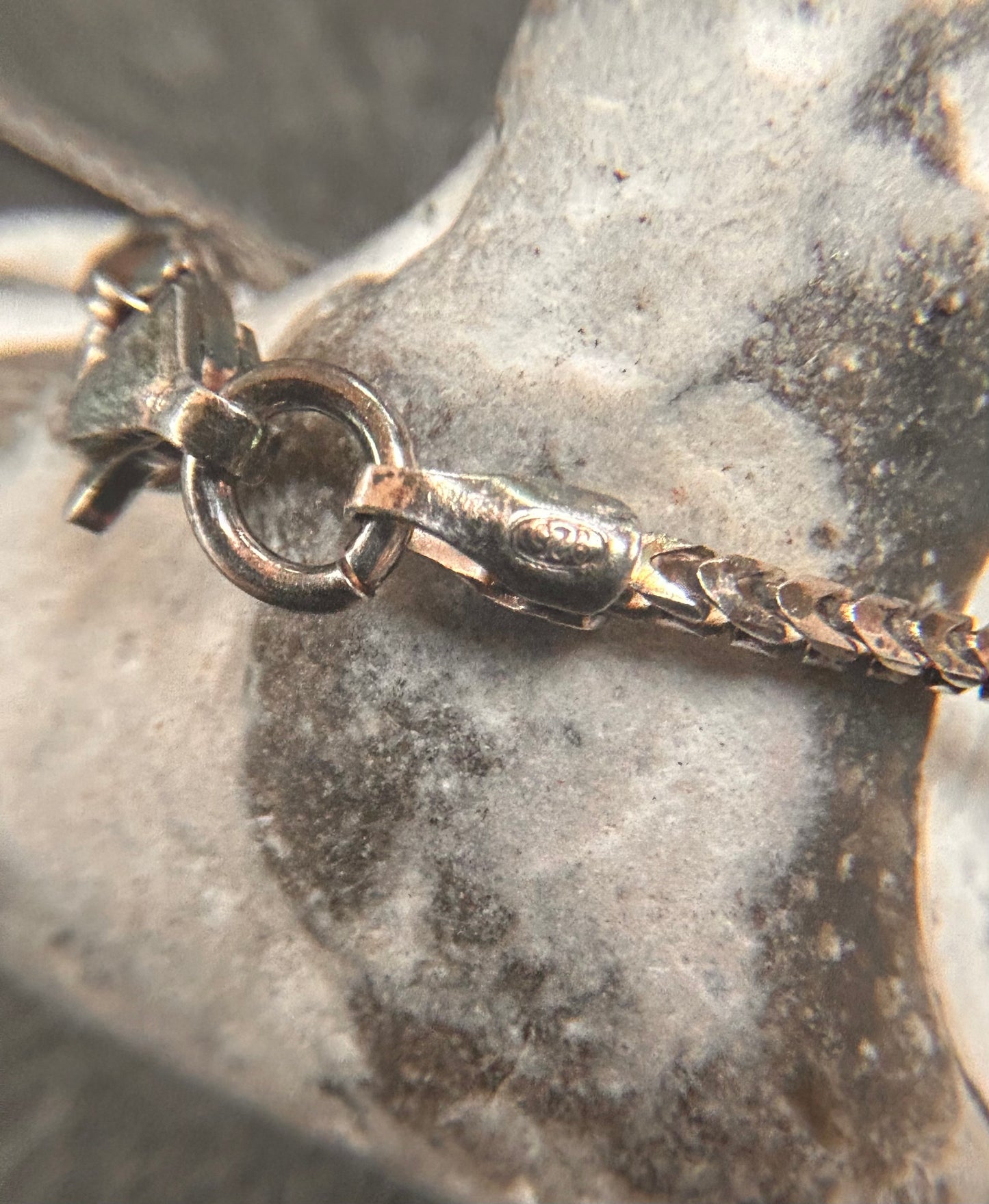 Beautiful vintage oxidised sterling silver curb link chain - 20 inches