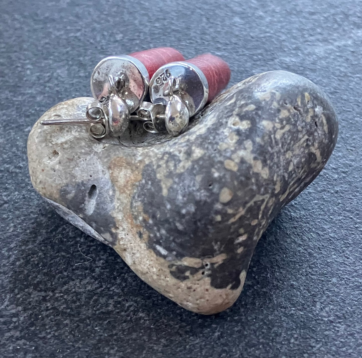 Vintage sterling silver sponge coral earrings.