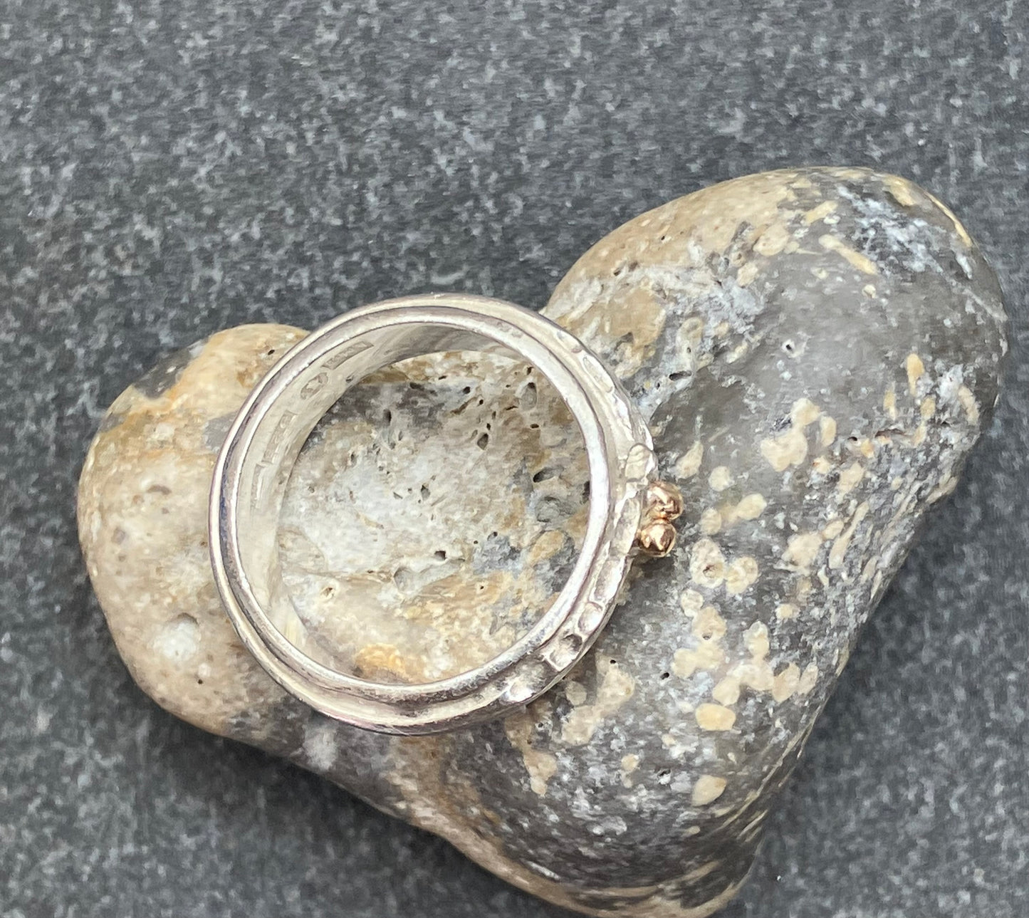 Vintage Swedish sterling silver and rose gold ring.