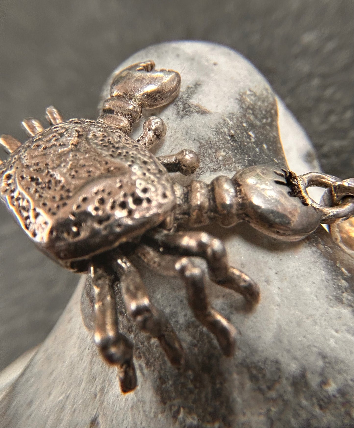 Vintage Articulated sterling silver Crab Pendant.
