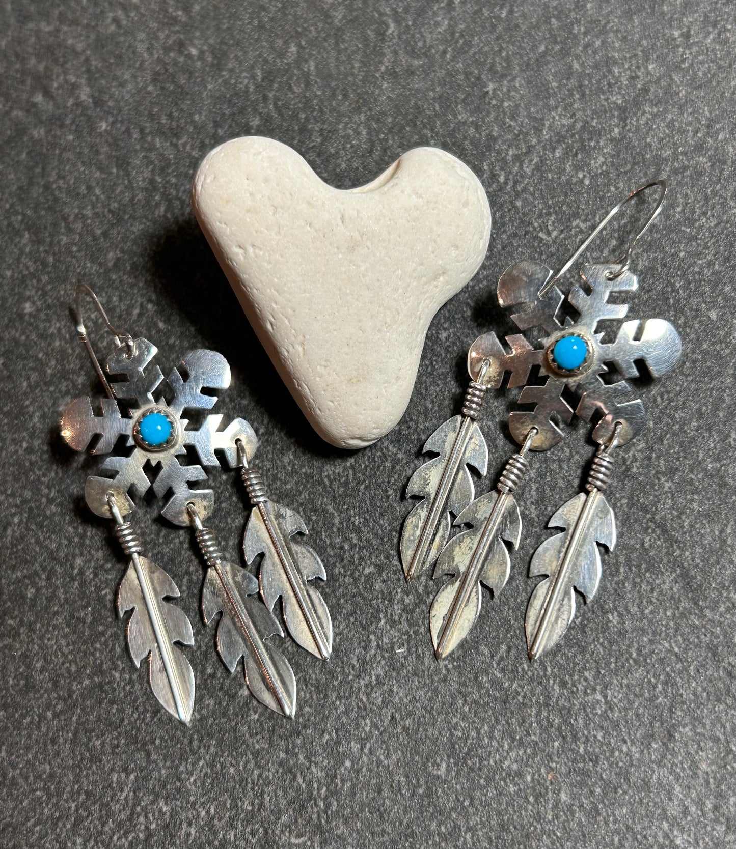 Special Customer Order         Karen Jennings                                Vintage Native American Snowflake and feather earrings.