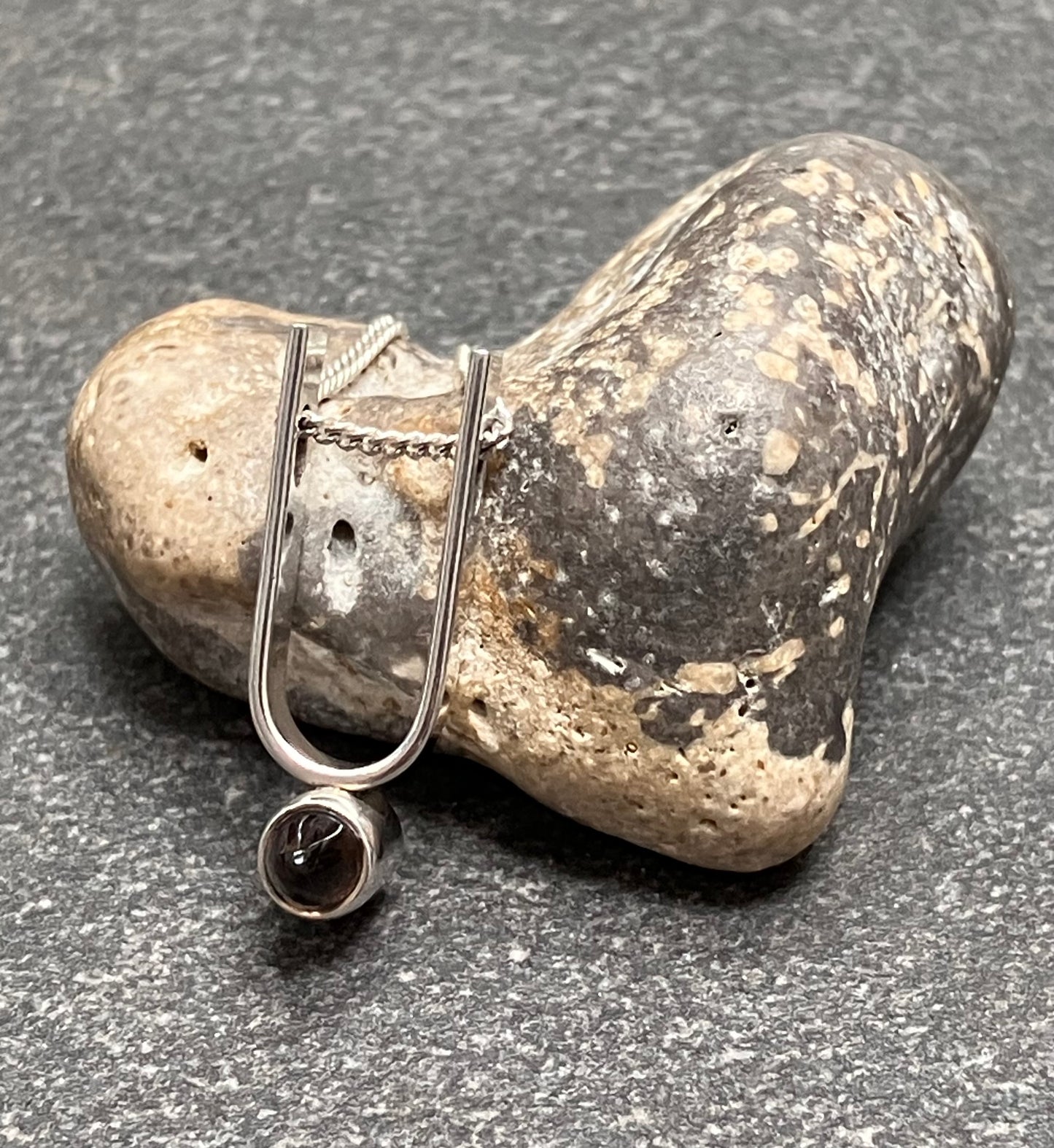 Vintage sterling silver & smokey quartz pendant by the Finnish silversmith Elis Kauppi for Kupittaan Kultaz.