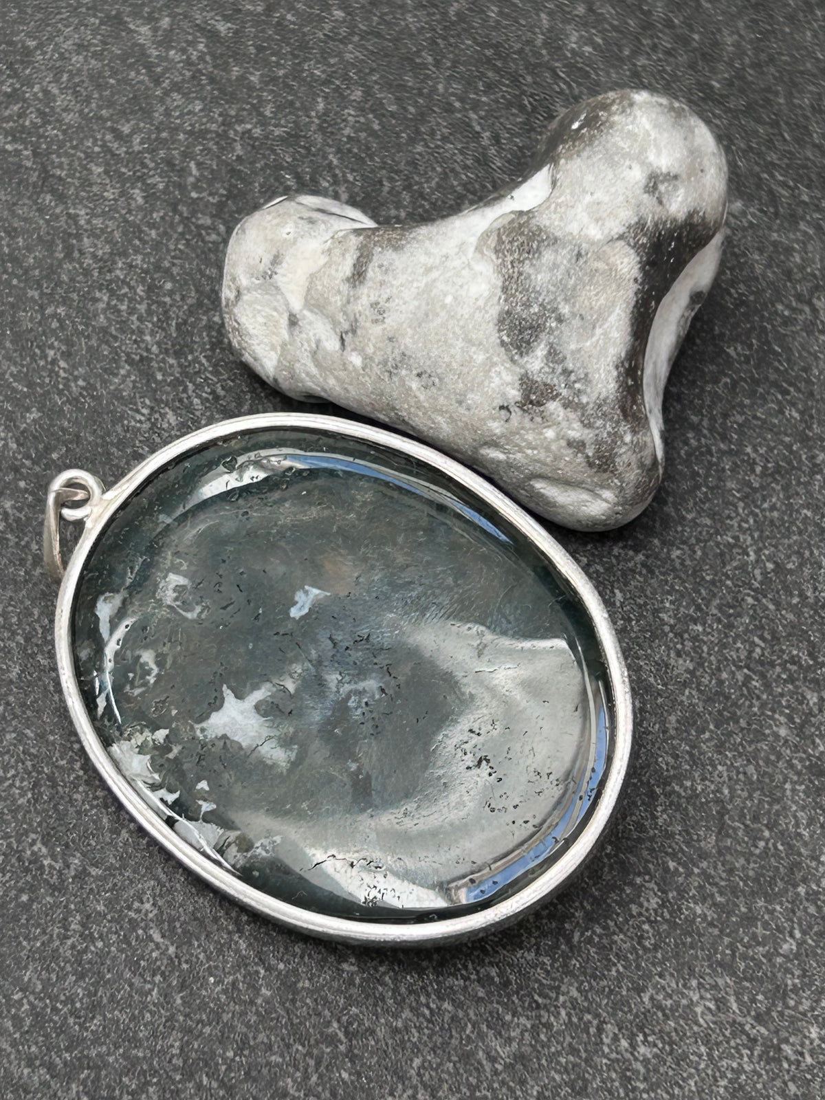 Moss Agate & Moonstone Statement Pendant