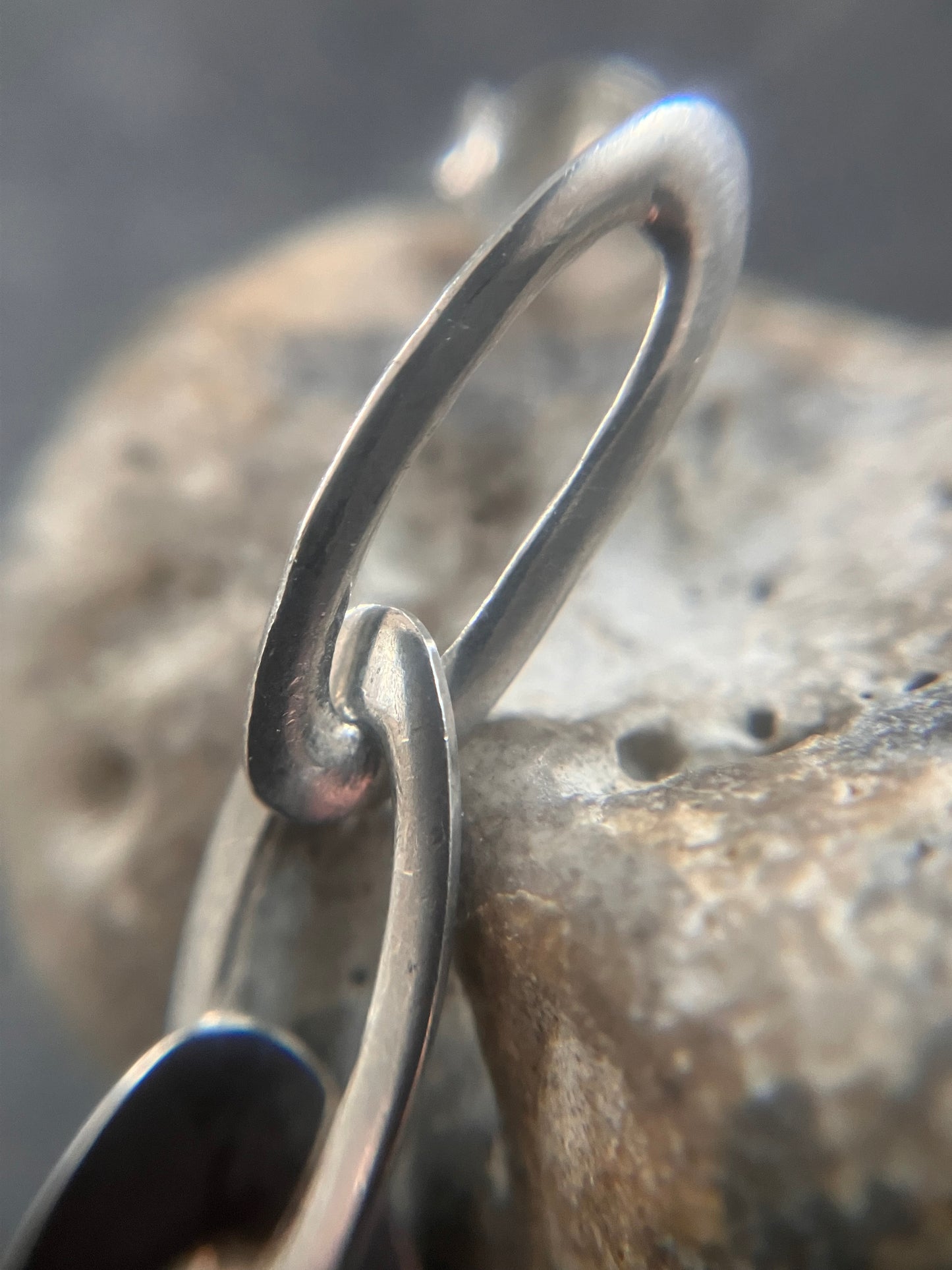 Vintage sterling silver oval loop earrings.