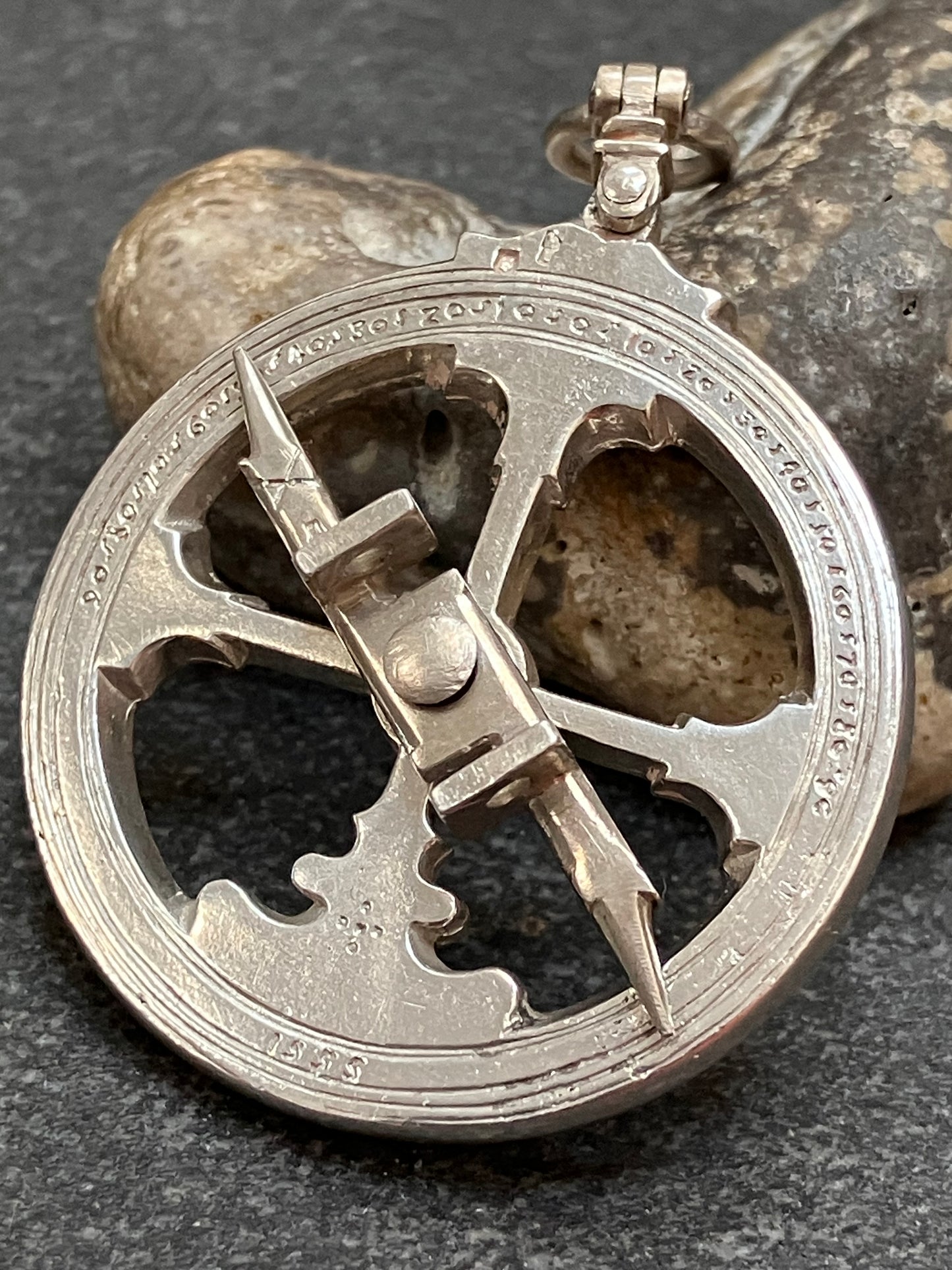 Vintage sterling silver astrolabe pendant.