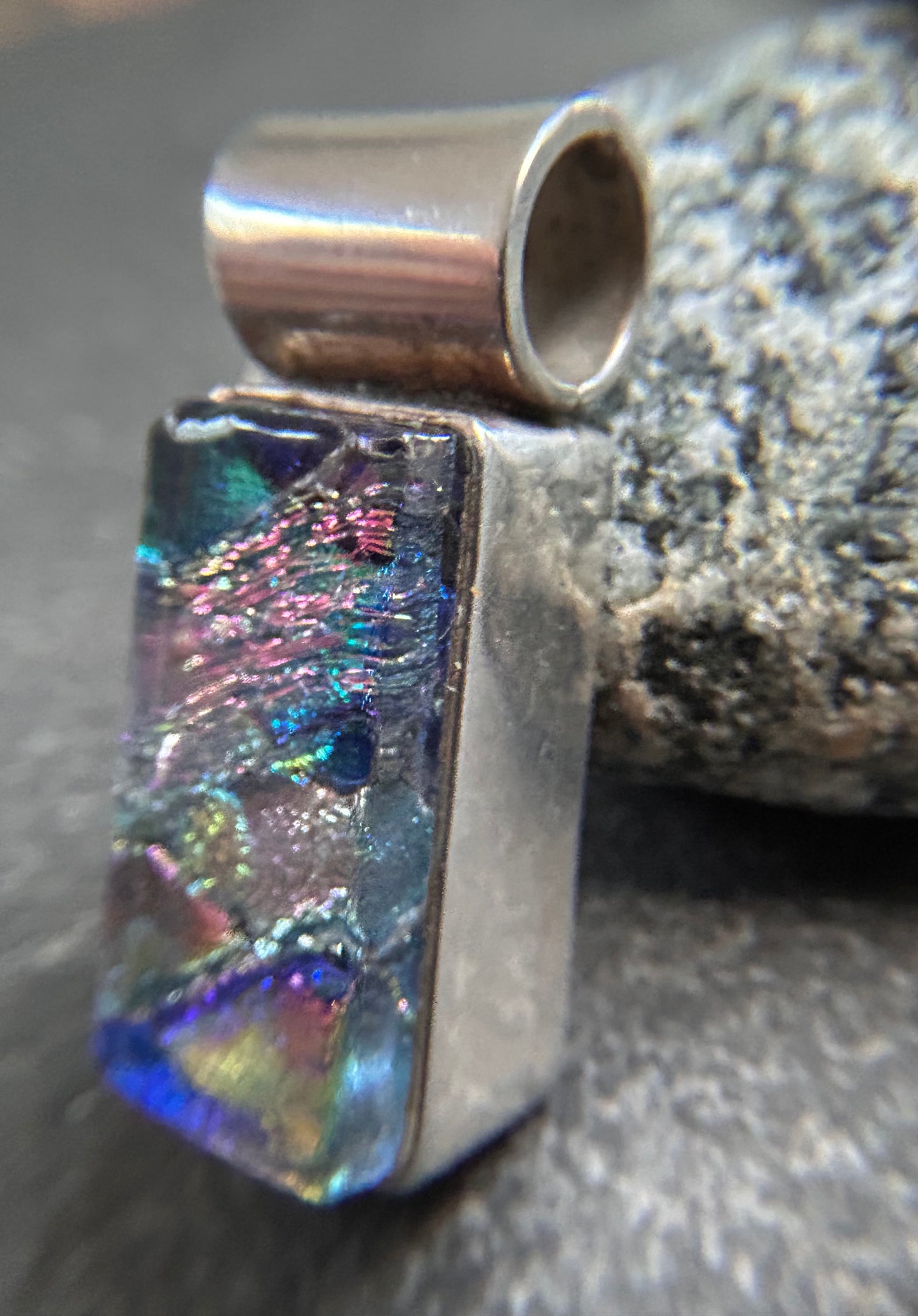 Vintage Sterling Silver & Dichroic Glass Pendant