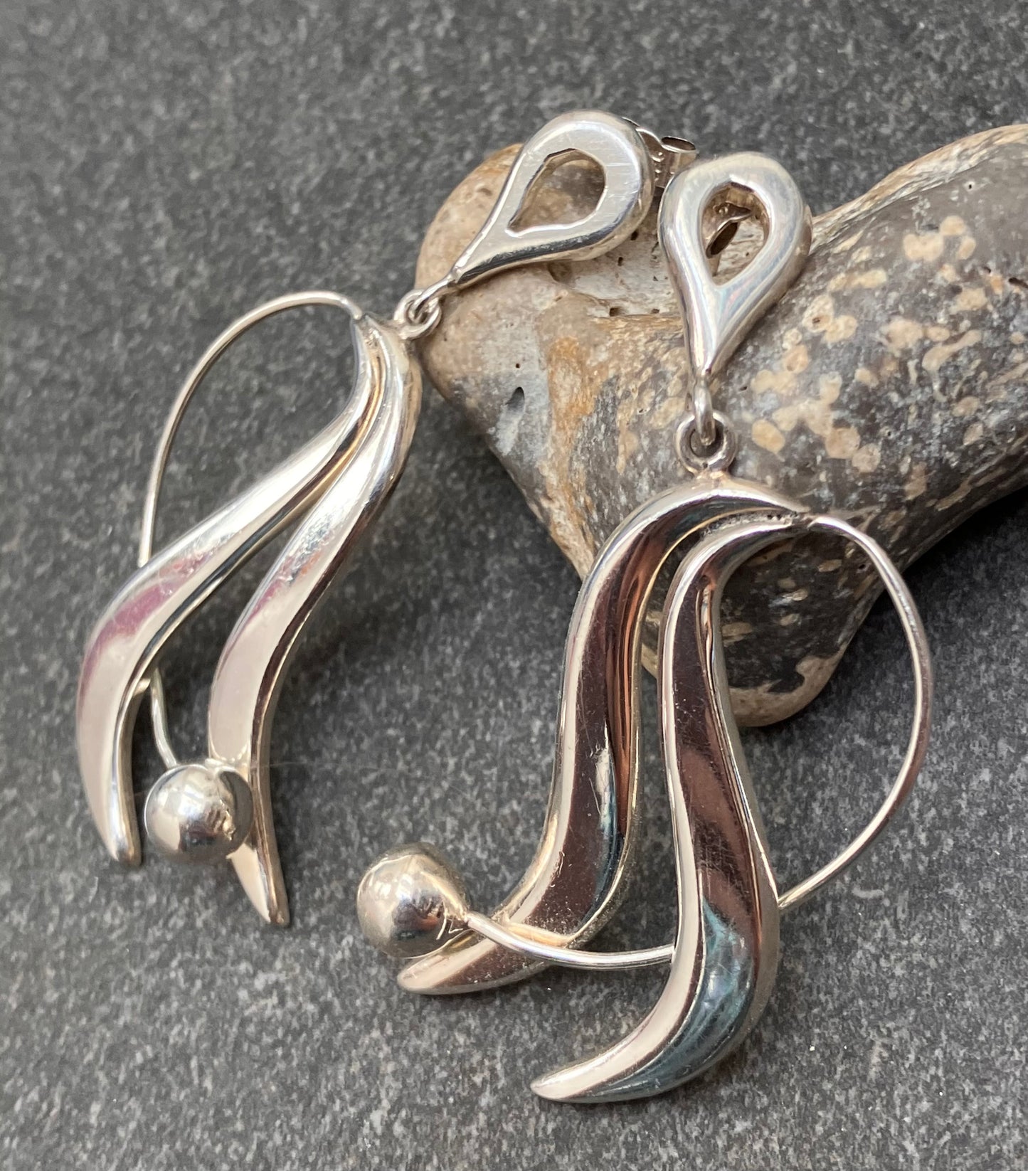 Wonderful sculptural vintage sterling silver earrings.