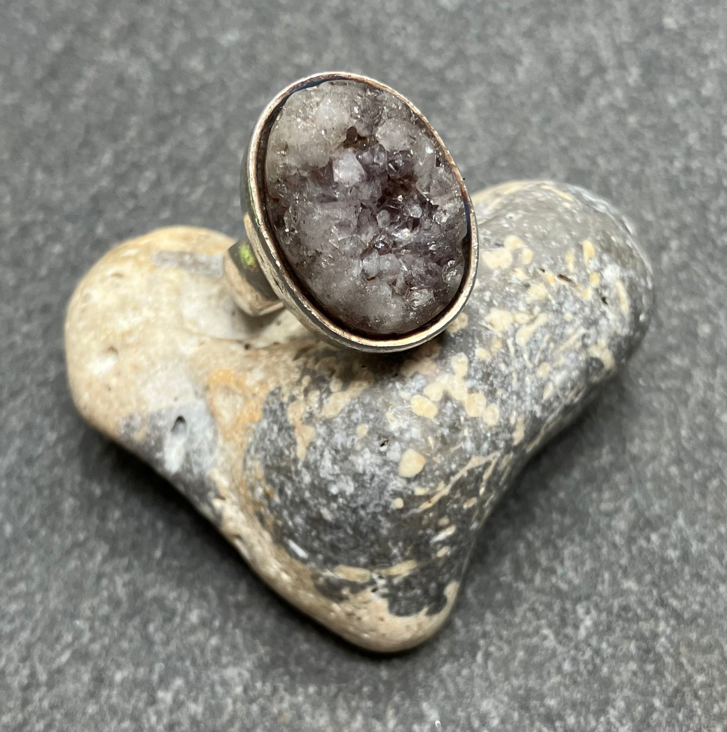 Vintage sterling silver and natural quartz ring. 1972-73