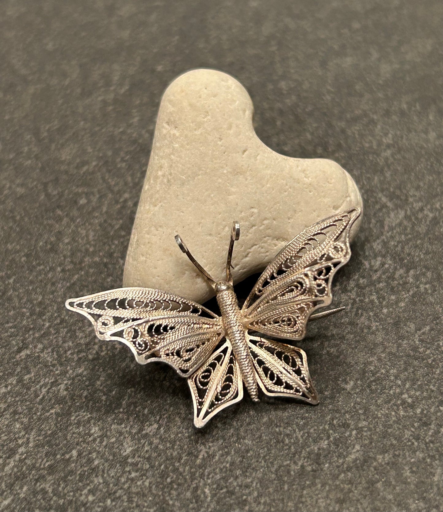 🦋 Vintage Sterling Silver Filigree Butterfly Brooch 🦋