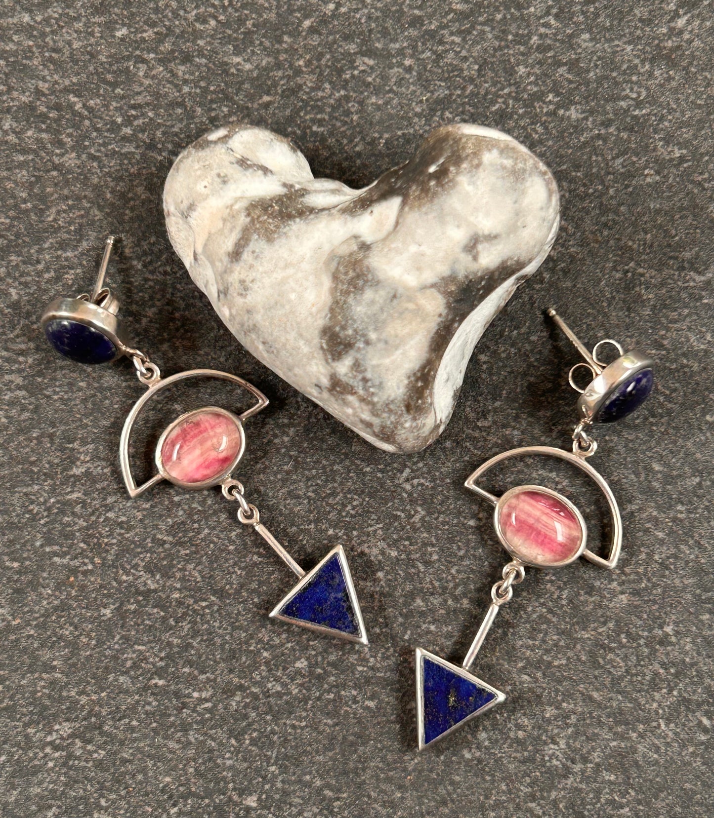 Vintage Lapis and Fluorite Drop Earrings